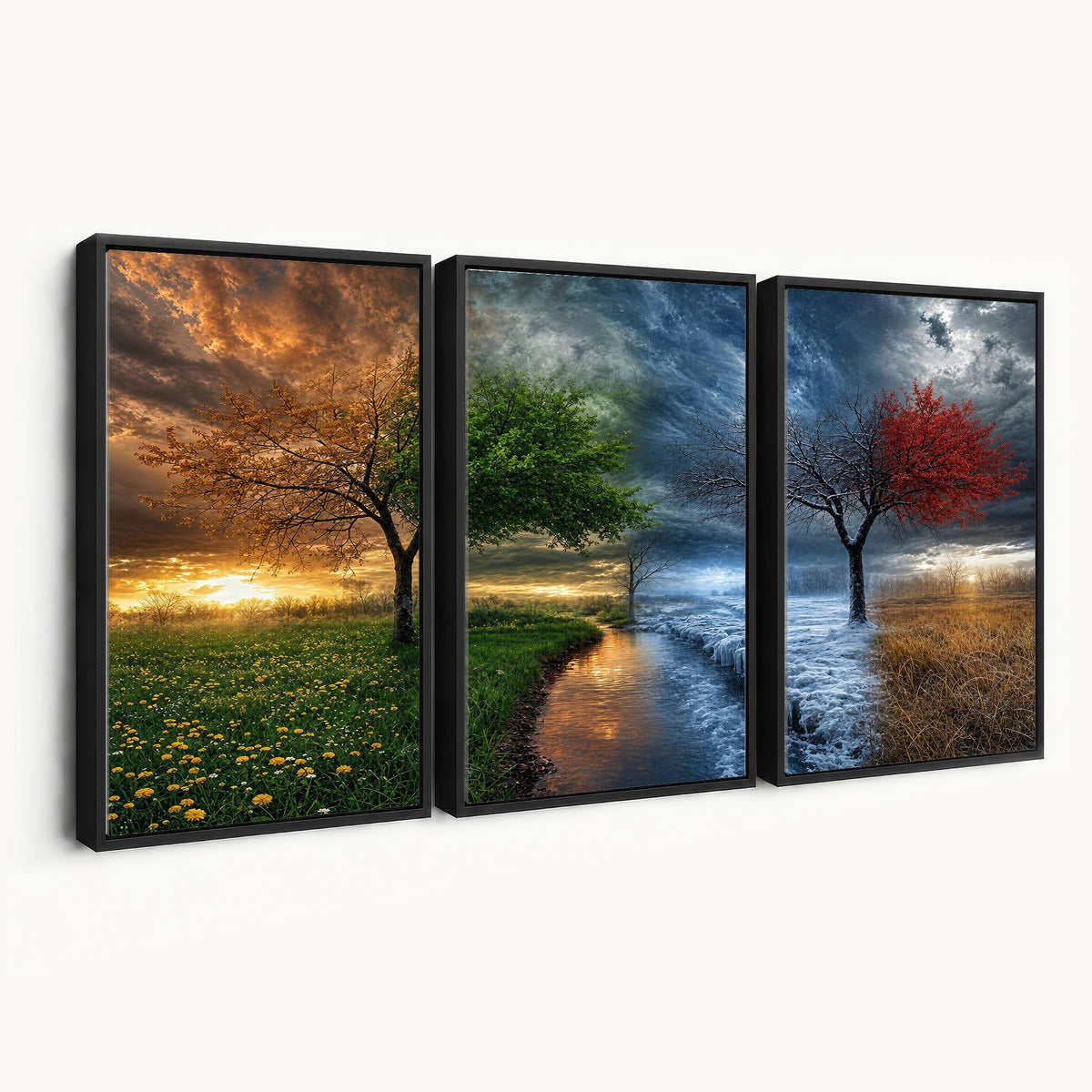 61895574-MGV-CV-24X16 - Four Seasons Tree Canvas Wall Art, Nature Landscape Canvas Print for Living Room