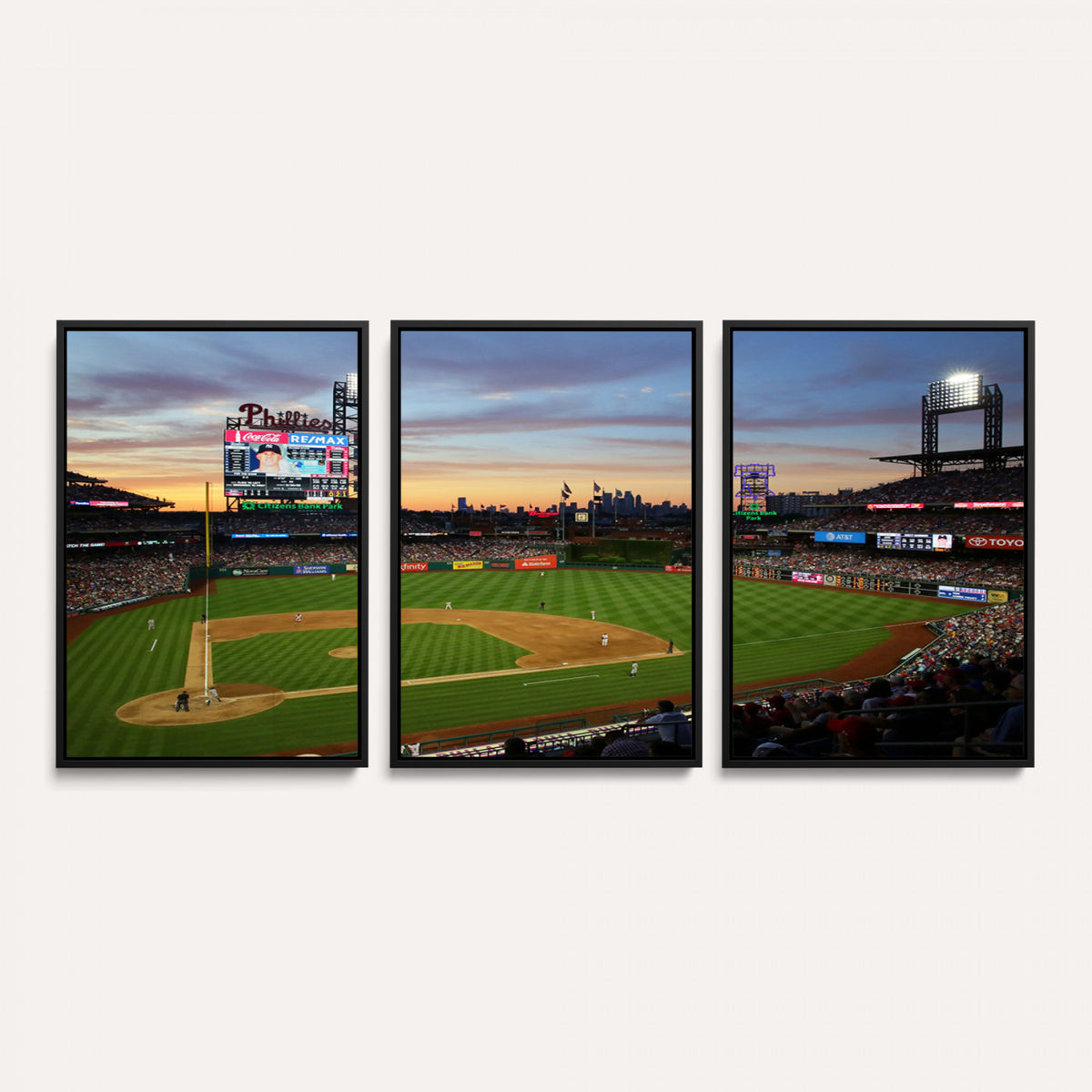 13778-MGV-CV-36X24 - Citizens Bank Park Philadelphia Phillies Wall Art Canvas | 3-Panel Canvas Print of Phillies Stadium