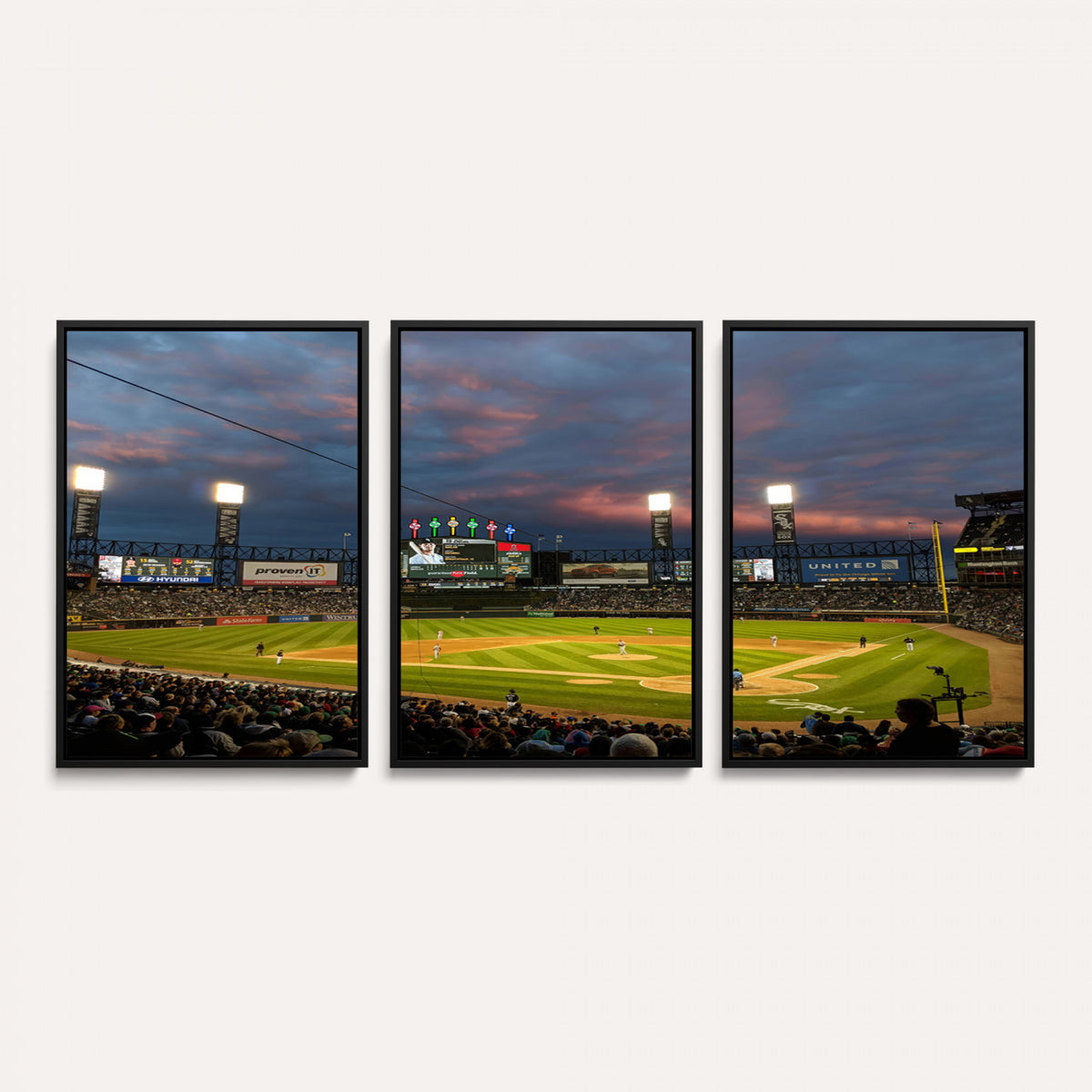 96063-MGV-CV-36X24 - Chicago White Sox Baseball Team Print Canvas, Guaranteed Rate Field, Framed and Ready to Hang