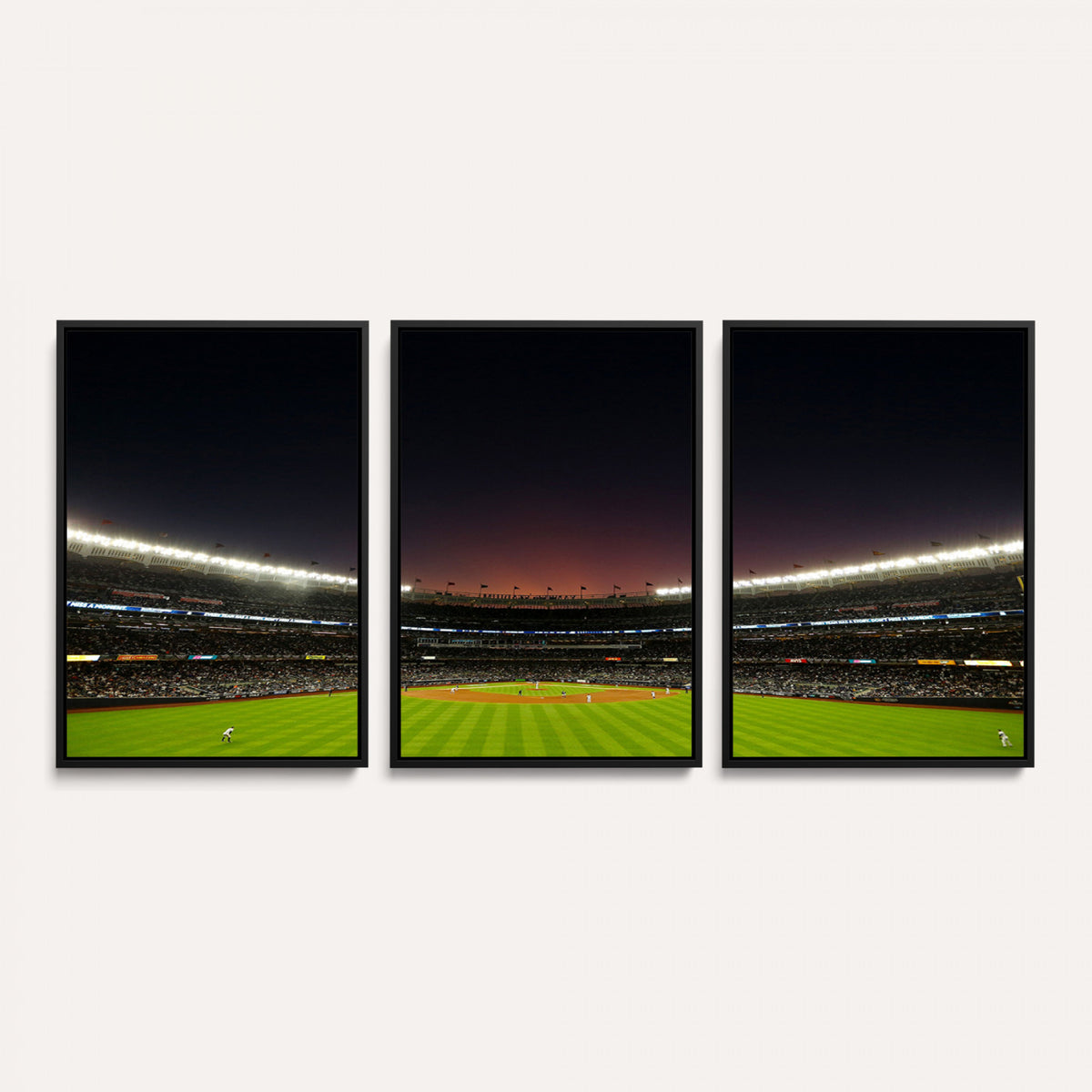 59138-MGV-CV-36X24 - Yankee Stadium Night Game Triple Canvas, New York Yankees Stadium Wall Art
