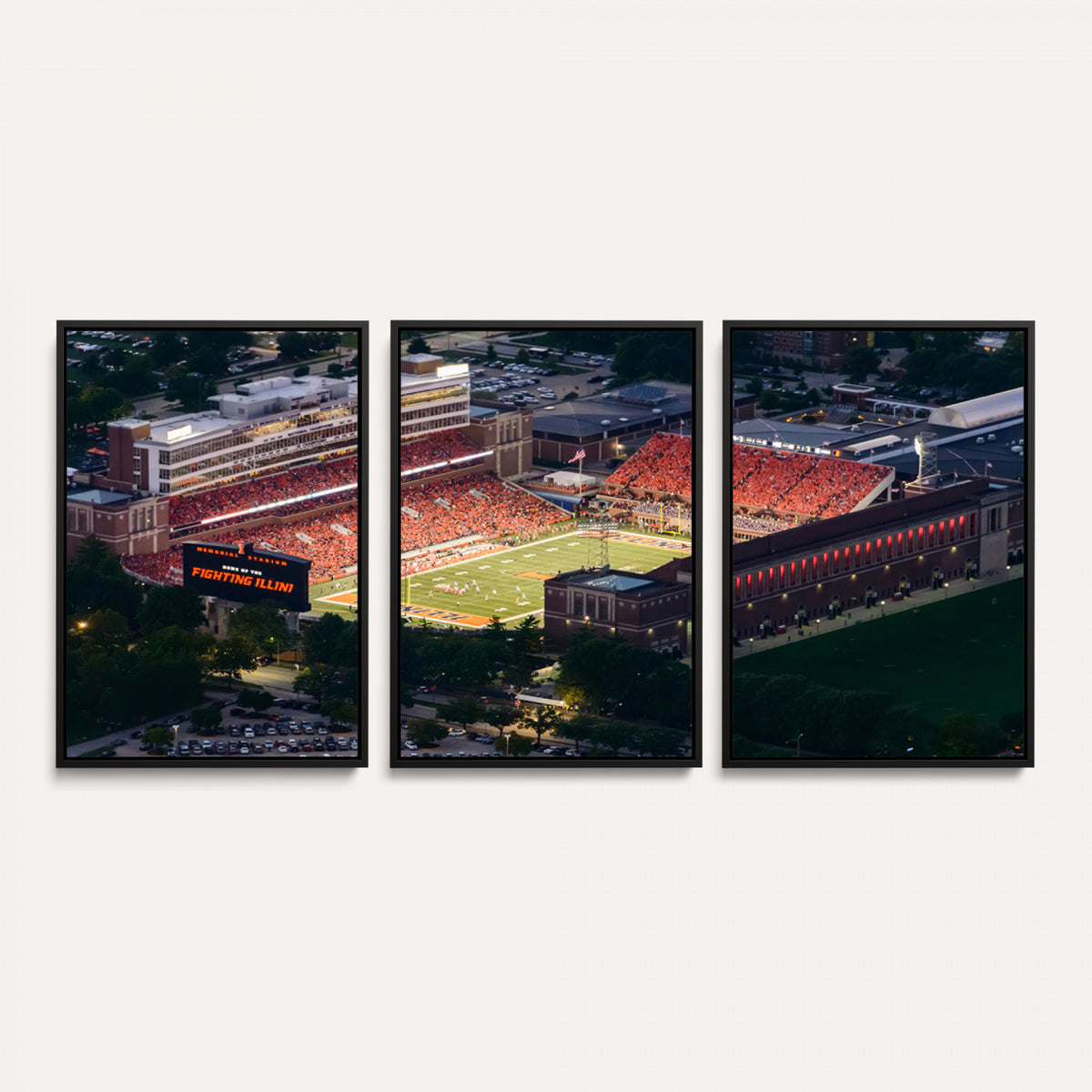 78052-MGV-CV-36X24 - University of Illinois Fighting Illini Football Team Print - Champaign Illinois Memorial Stadium