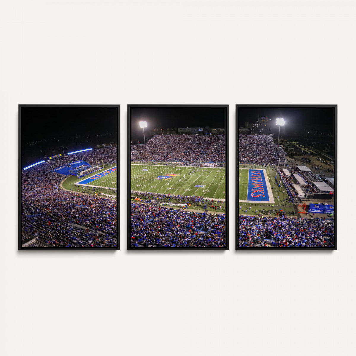 69760-MGV-CV-36X24 - University of Kansas Jayhawks Football Team Print - Lawrence Kansas Memorial Stadium Wall Art Canvas