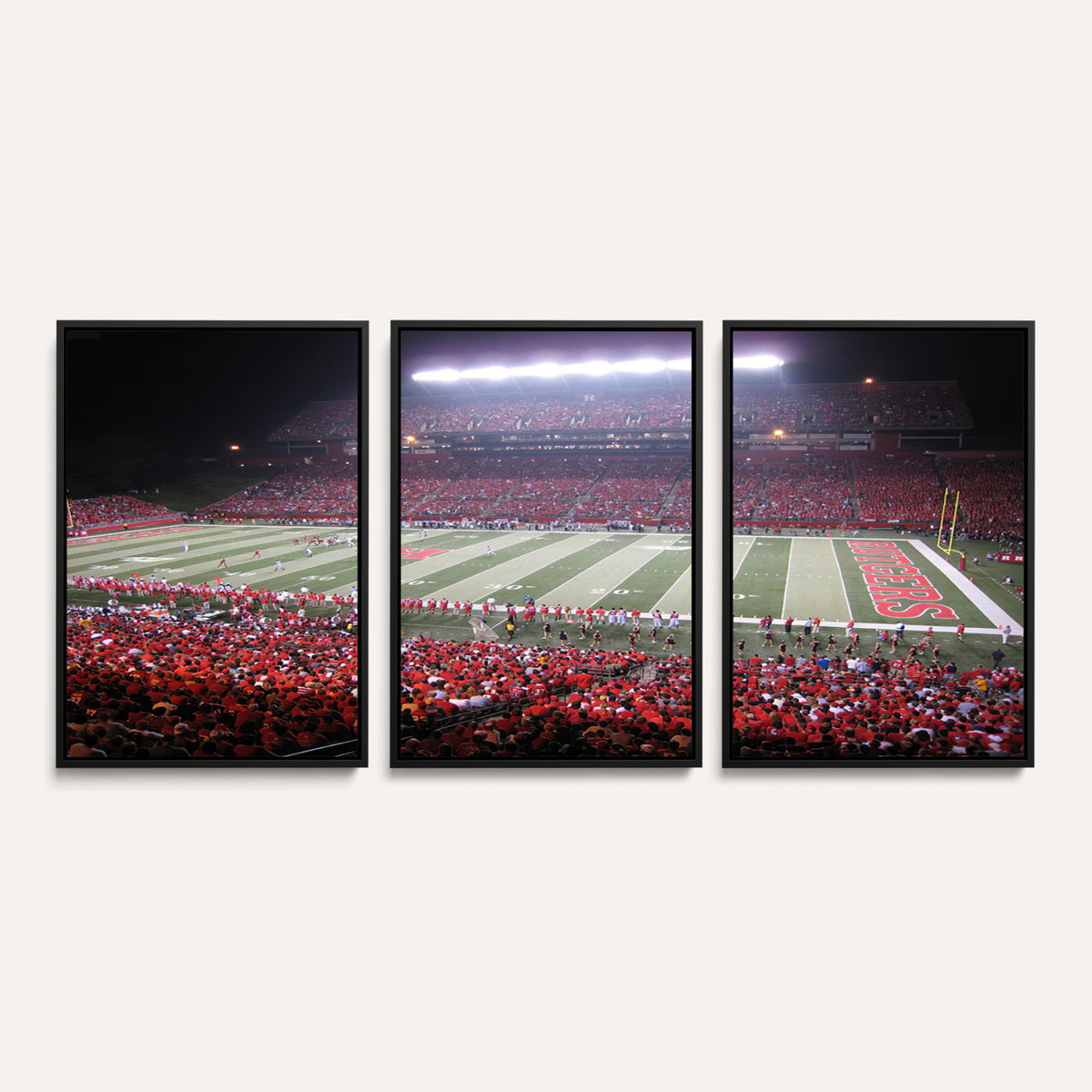 53225-PAN-FL-20X10 - Rutgers University Scarlet Knights Football Team Print - Piscataway SHI Stadium Wall Art Canvas