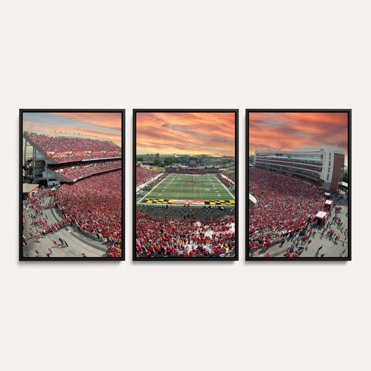 24140-PAN-FL-20X10 - University of Maryland Terrapins Football Team Print - College Park SECU Stadium Wall Art Canvas