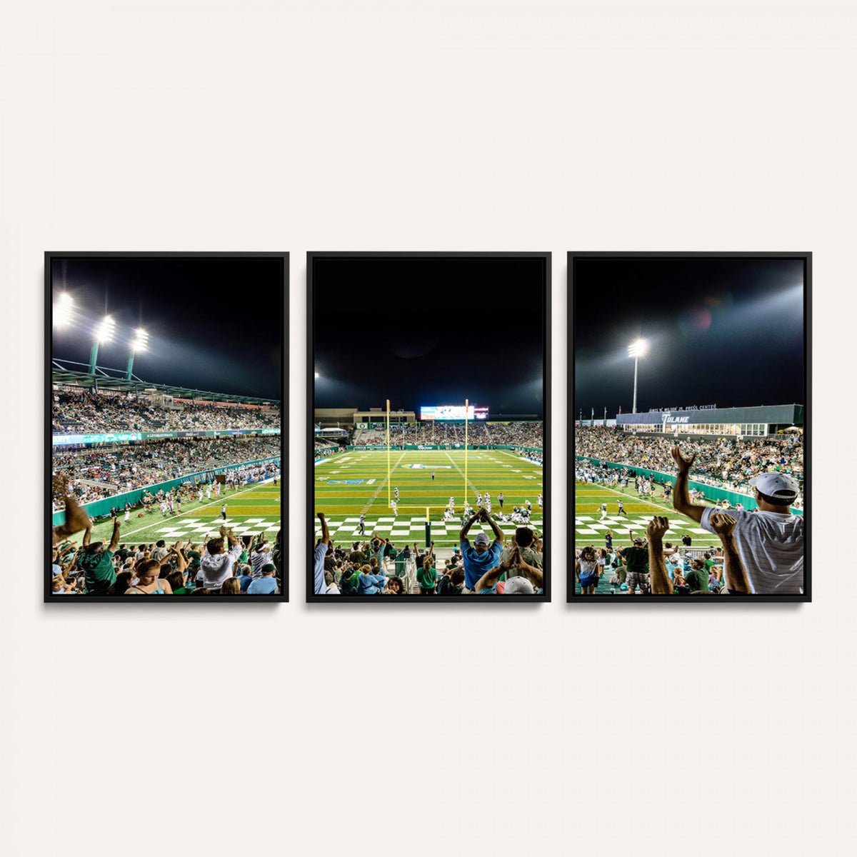 56448-MGV-CV-36X24 - The Tulane University Green Wave Football Team Print, New Orleans Yulman Stadium