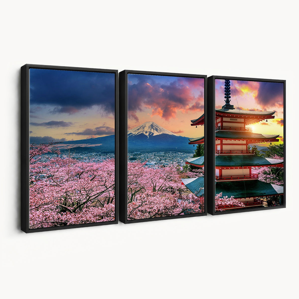 95987-MGV-CV-24X16 - Cherry Blossoms Canvas Print, Chureito Pagoda and Mount Fuji Wall Art