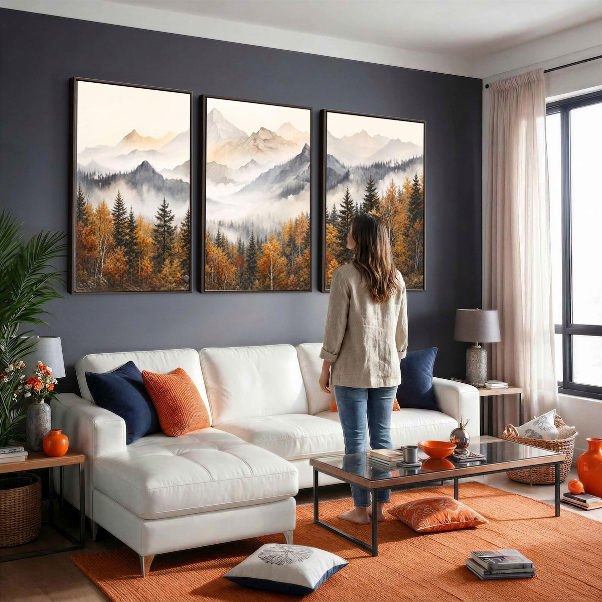 70049-MGV-CV-36X24 - Abstract Mountain Wall Art, Misty Mountain Forest