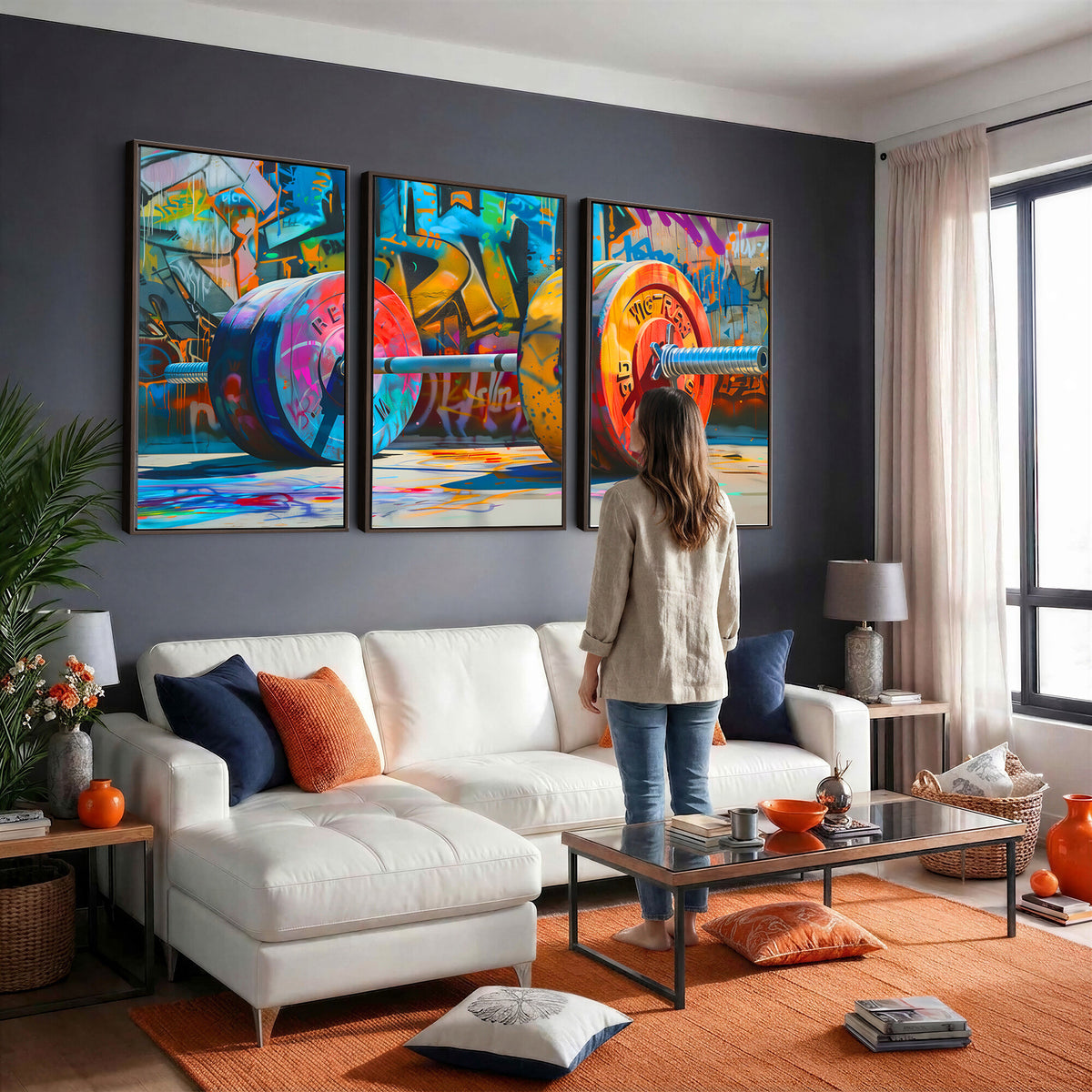 70871-MGV-CV-36X24 - Fitness Gym Barbell Graffiti Wall Art Canvas Print