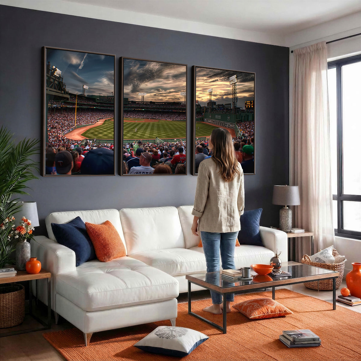 53432-MGV-CV-36X24 - Boston Red Sox Baseball Team Print, Massachusetts Fenway Park Stadium Wall Art Canvas Print