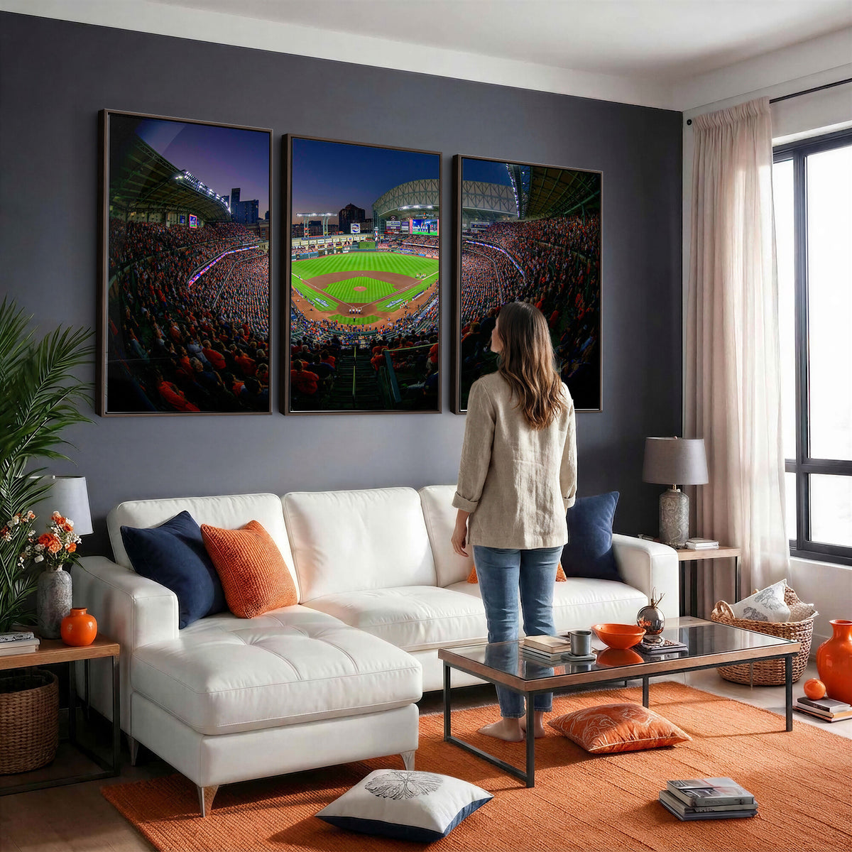 44322-MGV-CV-36X24 - Houston Astros Baseball Print Canvas, Houston Minute Maid Park Stadium Wall Art