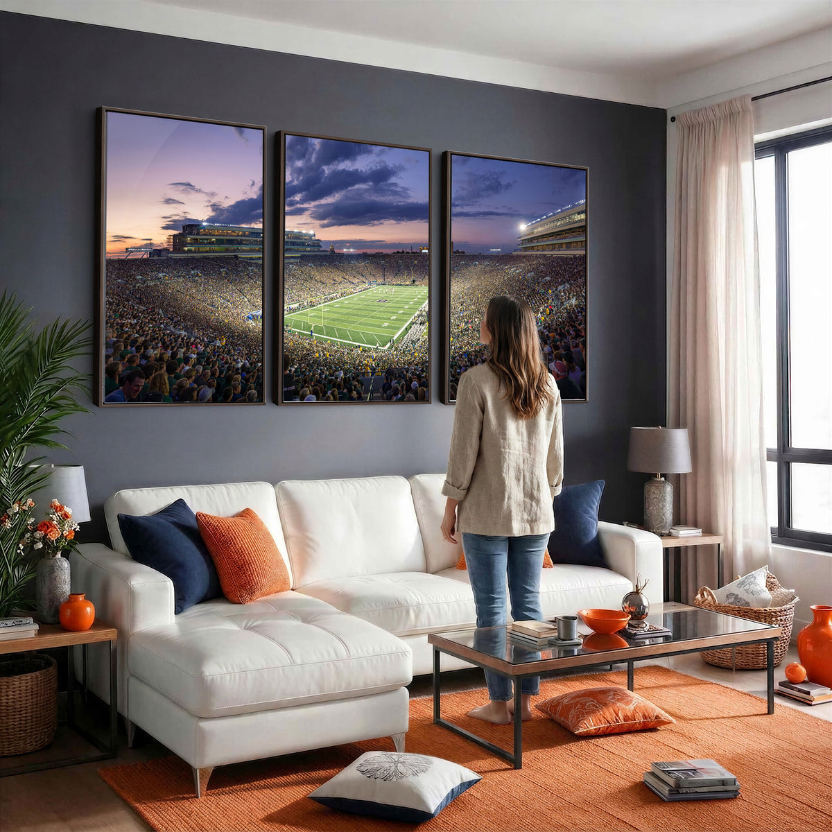 50825-MGV-CV-36X24 - Notre Dame Fighting Irish Football Team Print, Notre Dame Stadium Wall Art Canvas Print