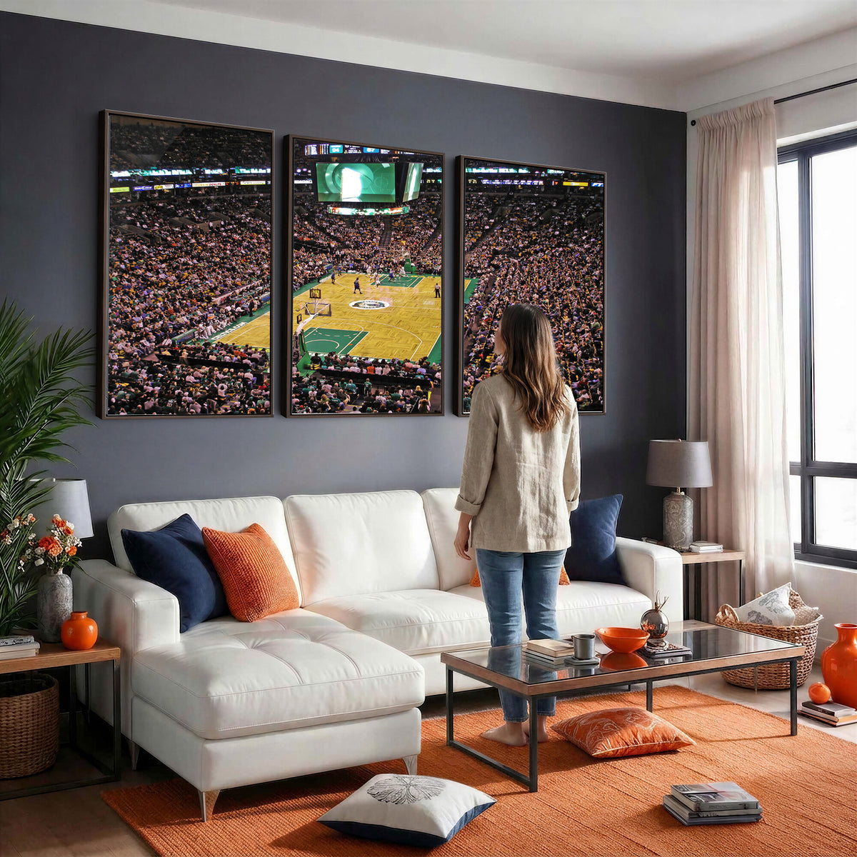 21705-MGV-CV-36X24 - TD Garden Basketball Canvas Wall Art | Boston Celtics Live Action