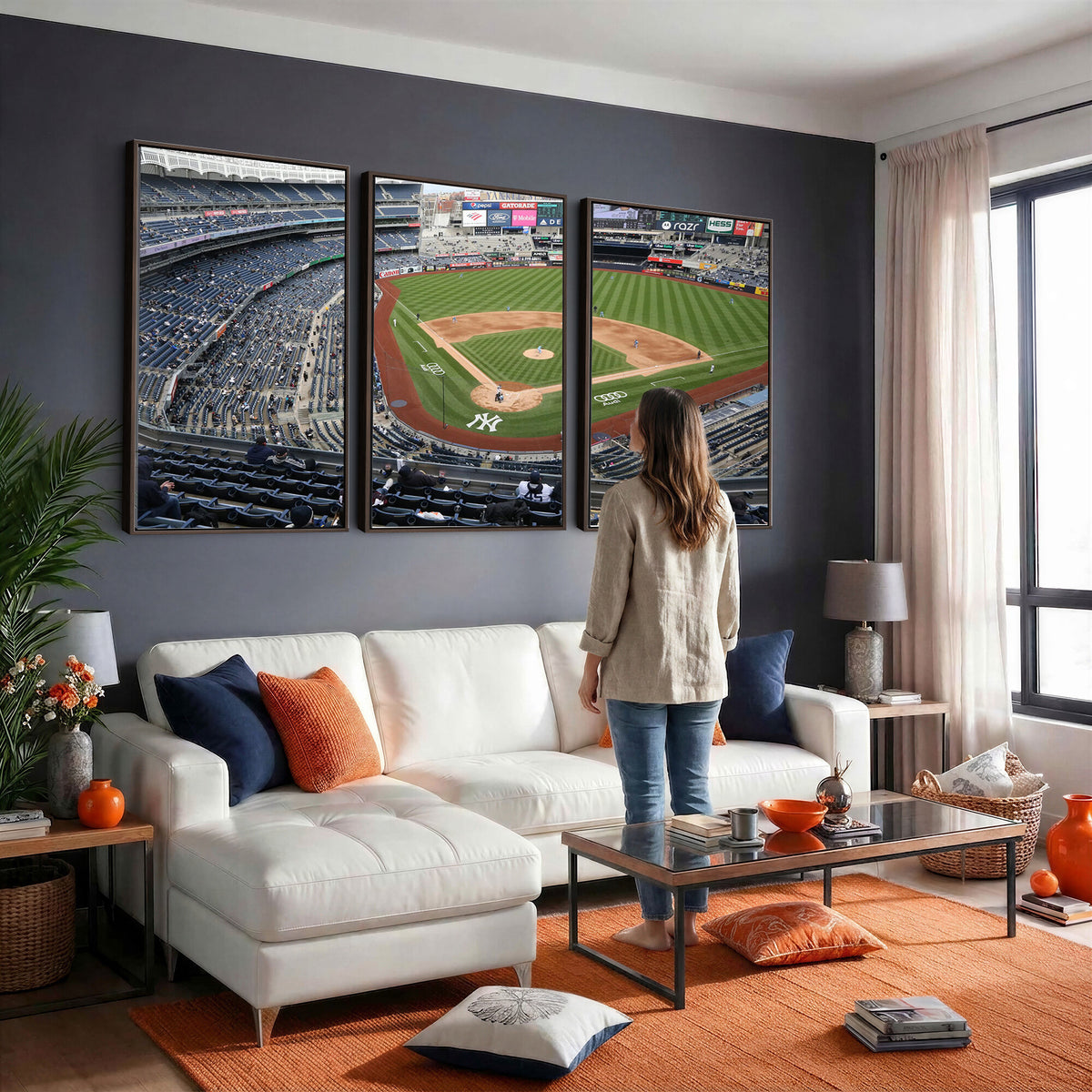 45784-MGV-CV-36X24 - New York Yankees Baseball Team Print, Yankee Stadium Wall Art Canvas Print