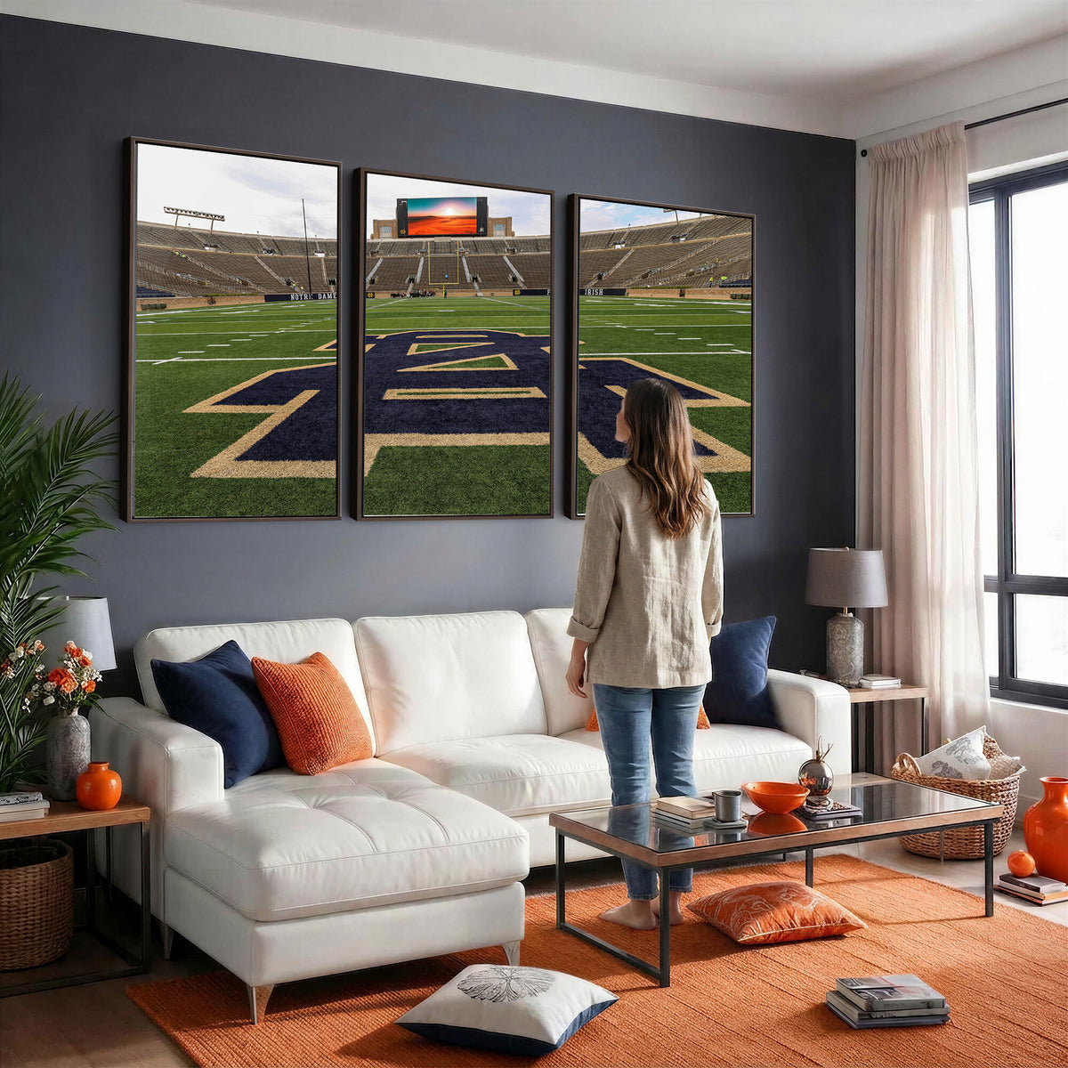 52835-MGV-CV-36X24 - Notre Dame Stadium Giclee Canvas Print | Triptych Wall Art Featuring Iconic Notre Dame Football