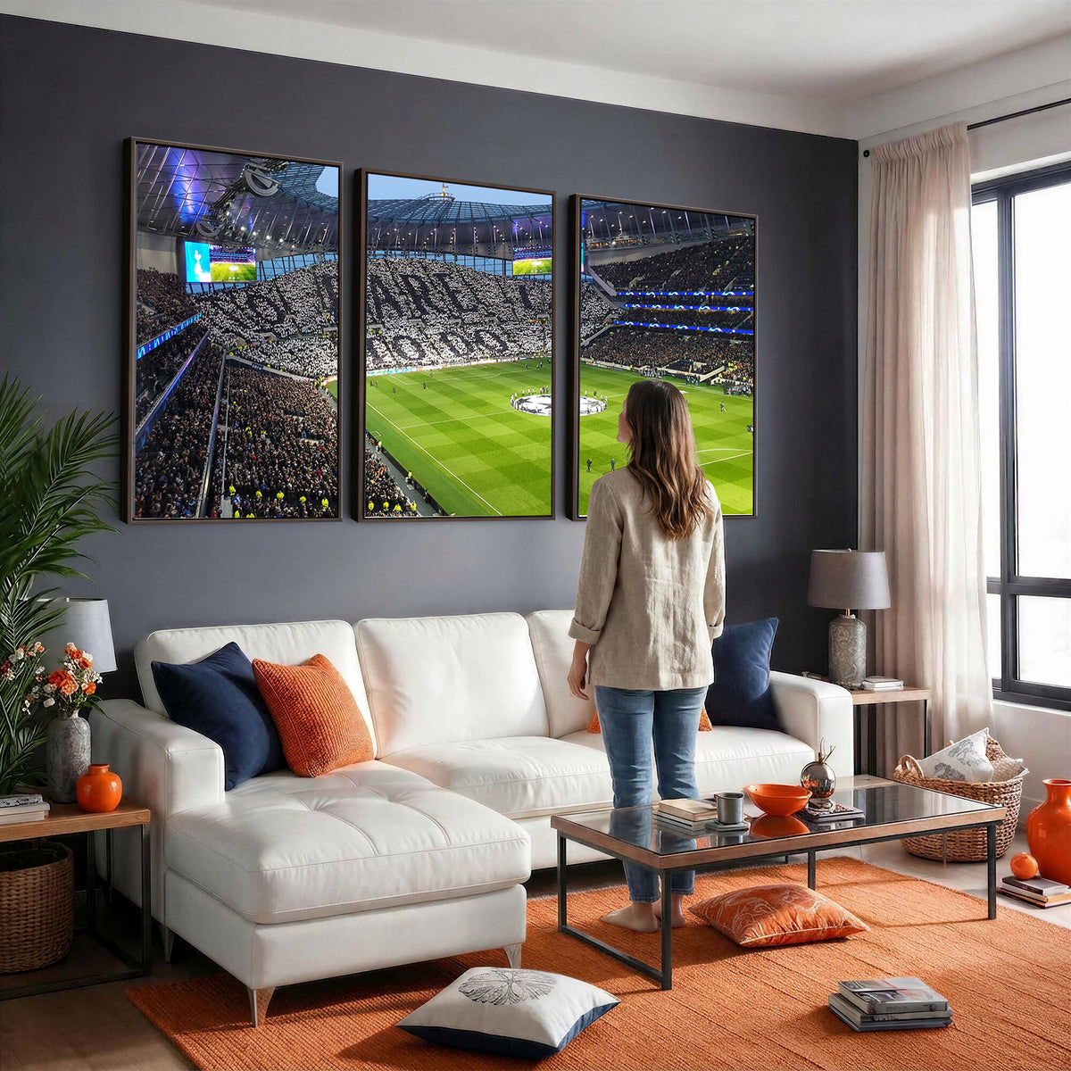 38765-MGV-CV-36X24 - Tottenham Hotspur Stadium Canvas Print, Match Day Triple Canvas Wall Art