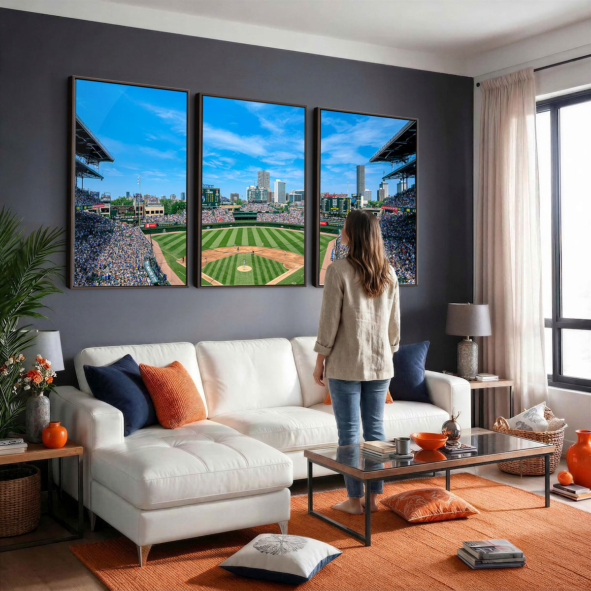 32373-MGV-CV-36X24 - Wrigley Field Chicago Cubs Panoramic Art Multi-Piece Canvas