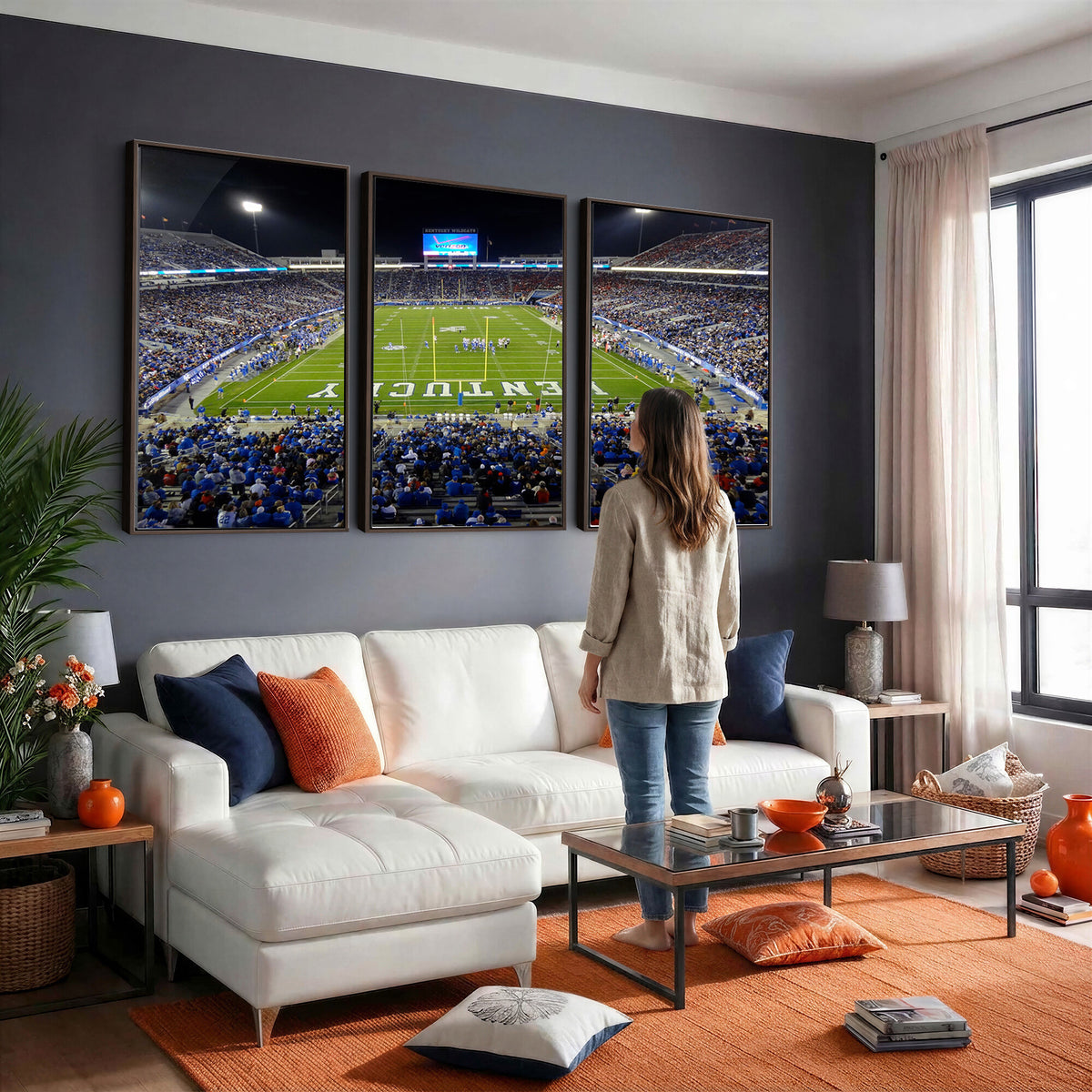 14304-MGV-CV-36X24 - Kroger Field Canvas Wall Art, Kentucky Stadium Wall Art, Framed and Ready to Hang