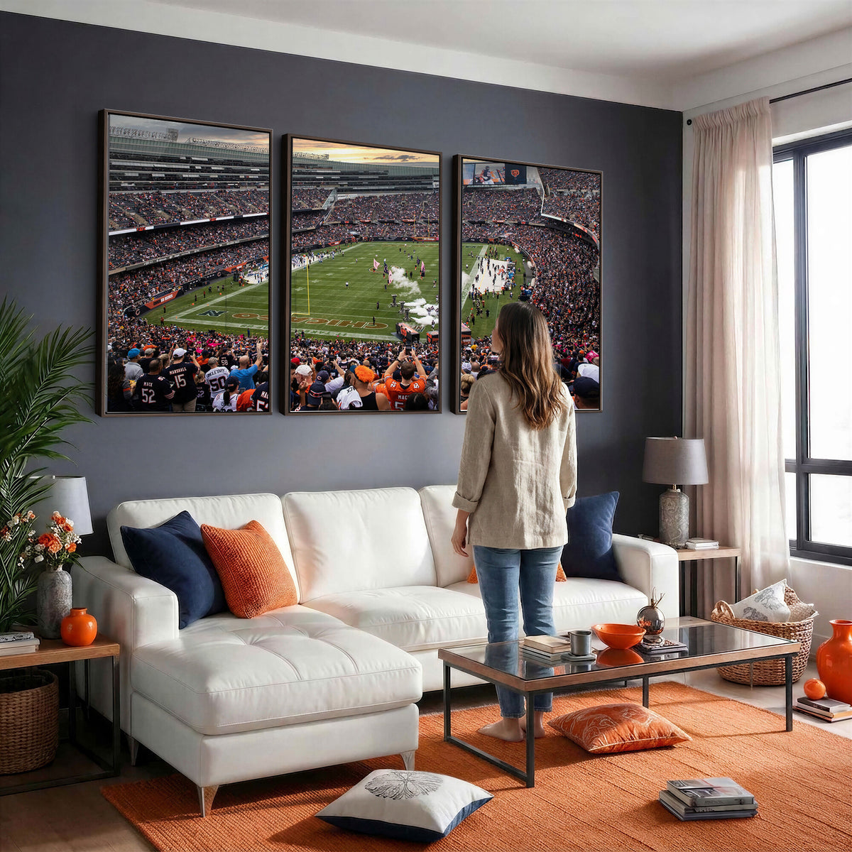 87578930-PAN-FL-20X10 - Chicago Bears Soldiers Field Wall Art Canvas Print, Home Bar Wall Decor