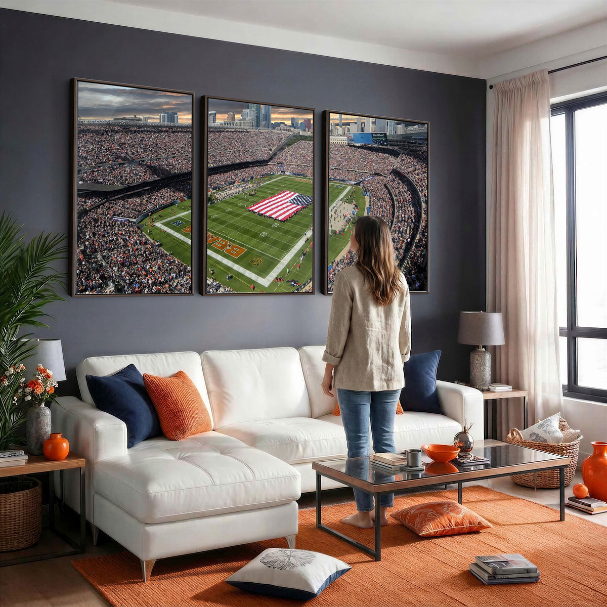 98106777-PAN-FL-20X10 - Chicago Bears Soldiers Field Wall Art Canvas Print, Extra Large Game Room Wall Decor