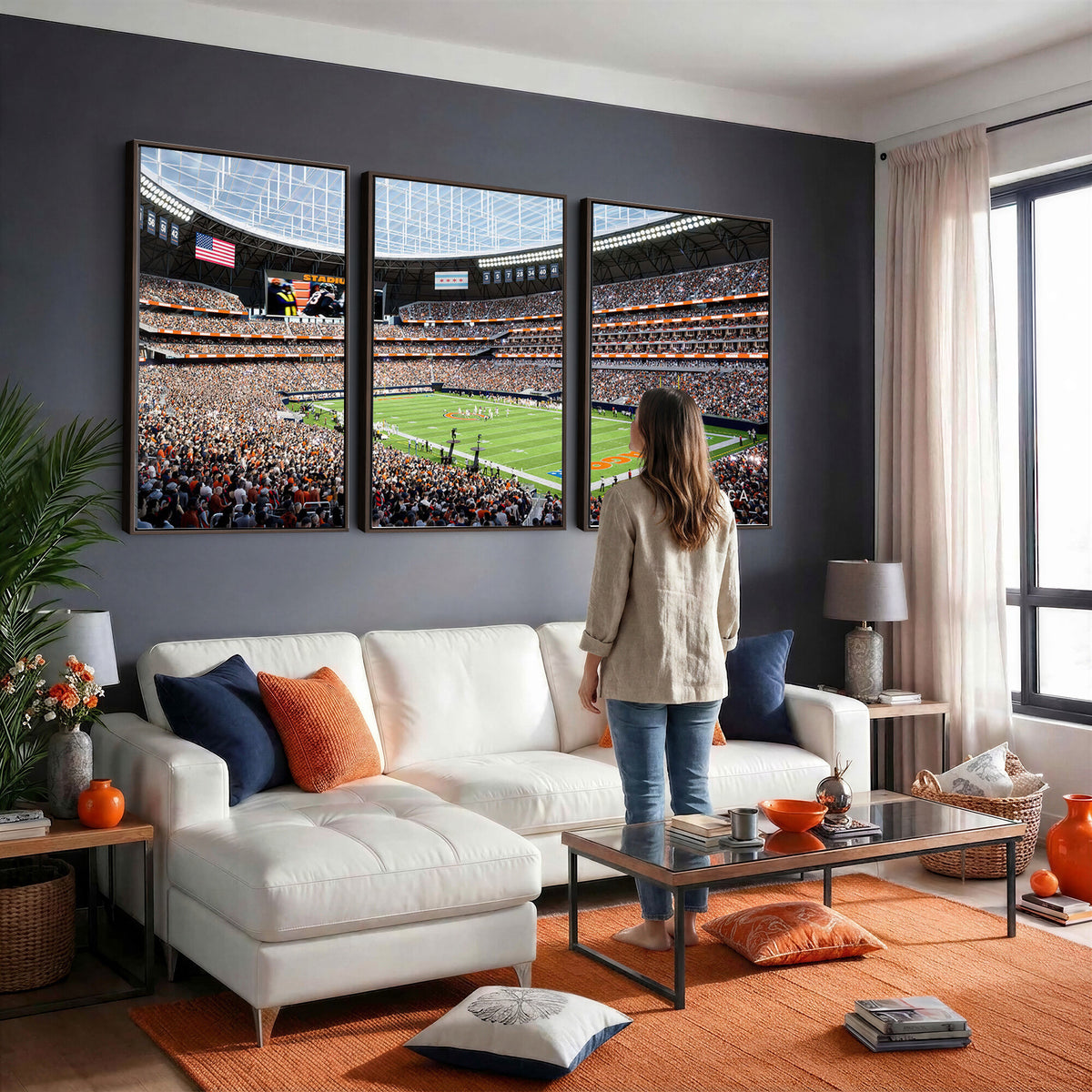 32530647-PAN-FL-20X10 - Chicago Bears Soldiers Field Wall Art Canvas Print, Framed and Ready to Hang