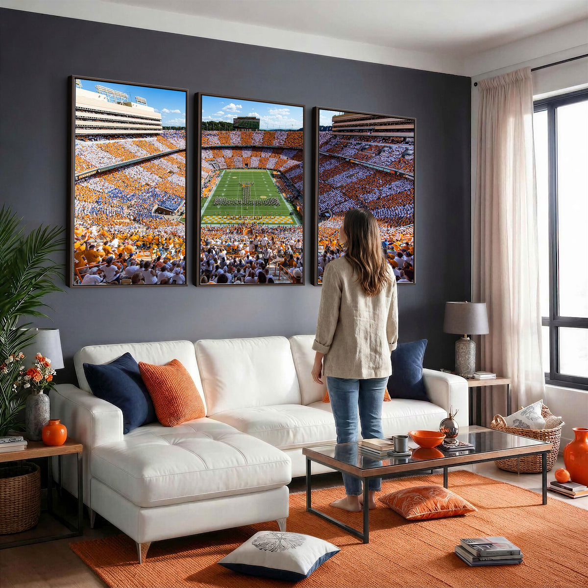 77097951-MGV-CV-36X24 - Tennessee Neyland Stadium Wall Art, Sports Arena Canvas, Extra Large Game Room Wall Decor
