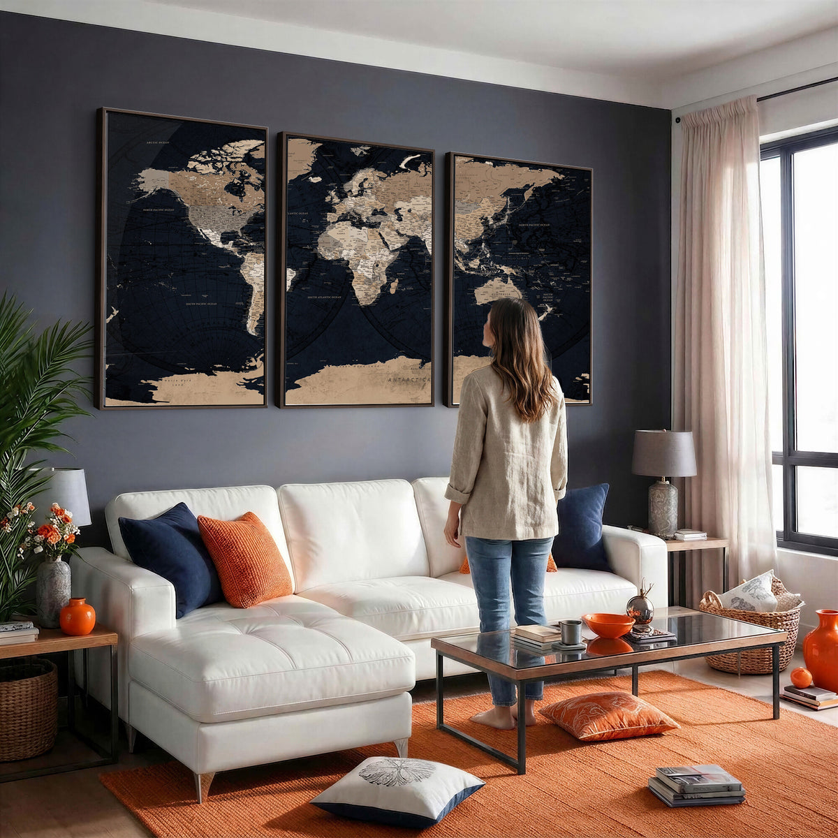 25812727-MGV-CV-36X24 - Grunge Wall Art World Map Canvas Print