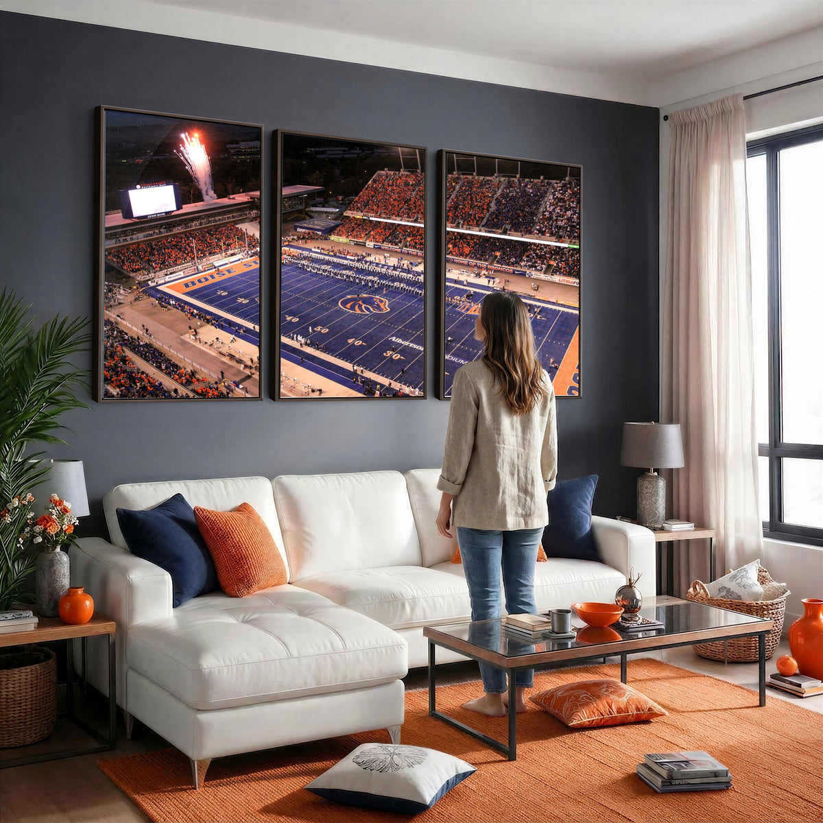 58849575-MGV-CV-36X24 - Boise State Stadium Large Wall Art Canvas Print for Living Room and Game Room Decor