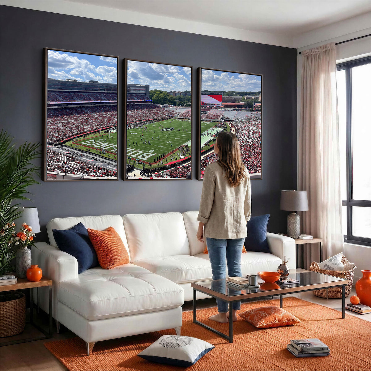 10665453-MGV-CV-36X24 - Georgia Bulldogs Stadium Wall Art Canvas Print, Sanford, Framed and Ready to Hang