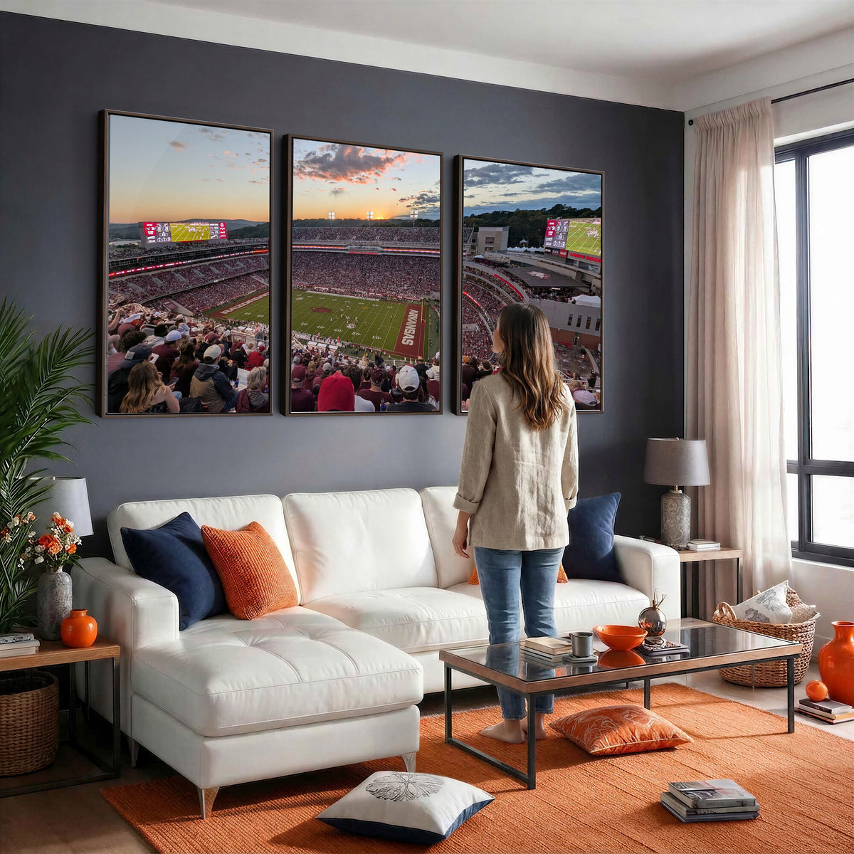 71837429-MGV-CV-36X24 - Donald W. Reynolds Razorback Stadium Wall Art Canvas Print – Arkansas Razorbacks Football Artwork for Home, Office, and Sports Room Decor
