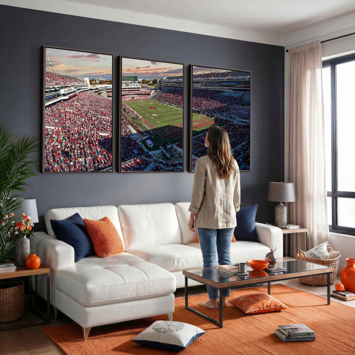 46571211-MGV-CV-36X24 - Donald W. Reynolds Razorback Stadium Wall Art Canvas Print – Arkansas Razorbacks Football Artwork for Home, Office, and Sports Room Decor
