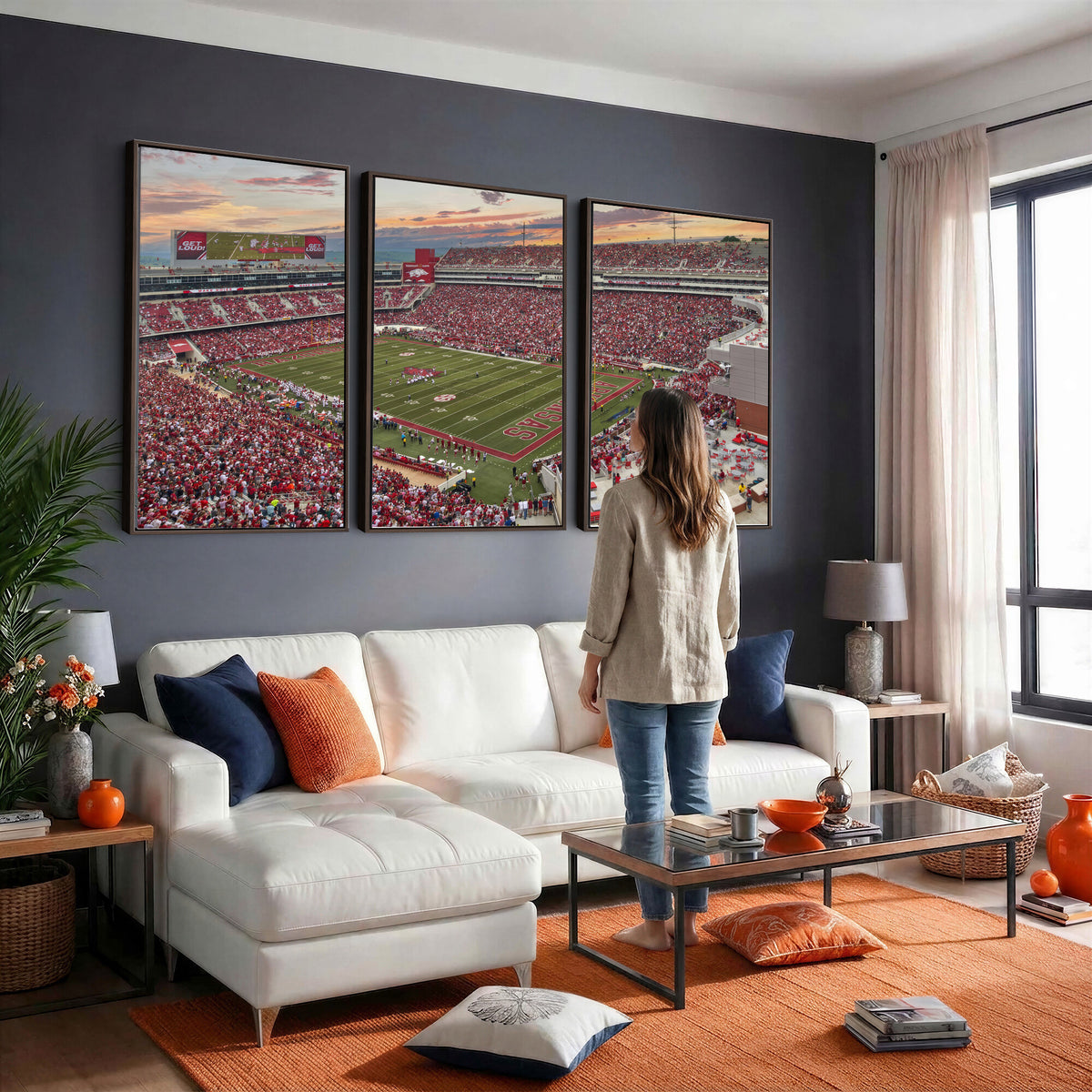 82233065-MGV-CV-36X24 - Donald W. Reynolds Razorback Stadium Wall Art Canvas Print – Arkansas Razorbacks Football Artwork for Home, Office, and Sports Room Decor