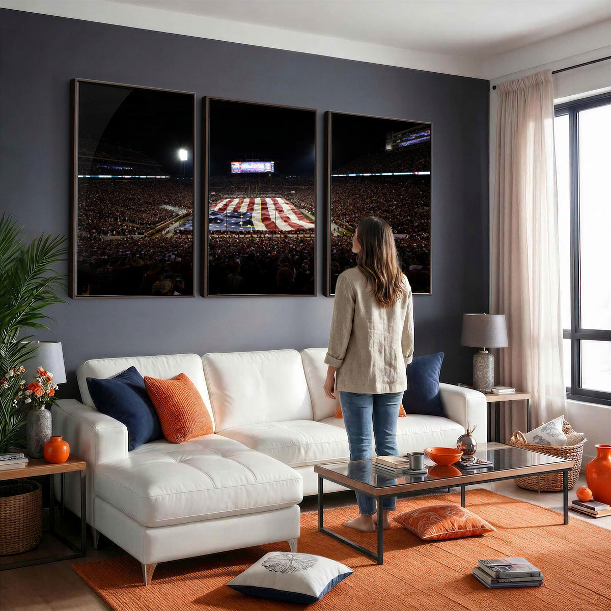 98418189-MGV-CV-36X24 - Oklahoma Memorial Stadium Wall Art Canvas Print – Oklahoma Sooners Football Artwork for Home, Office, and Sports Room Decor