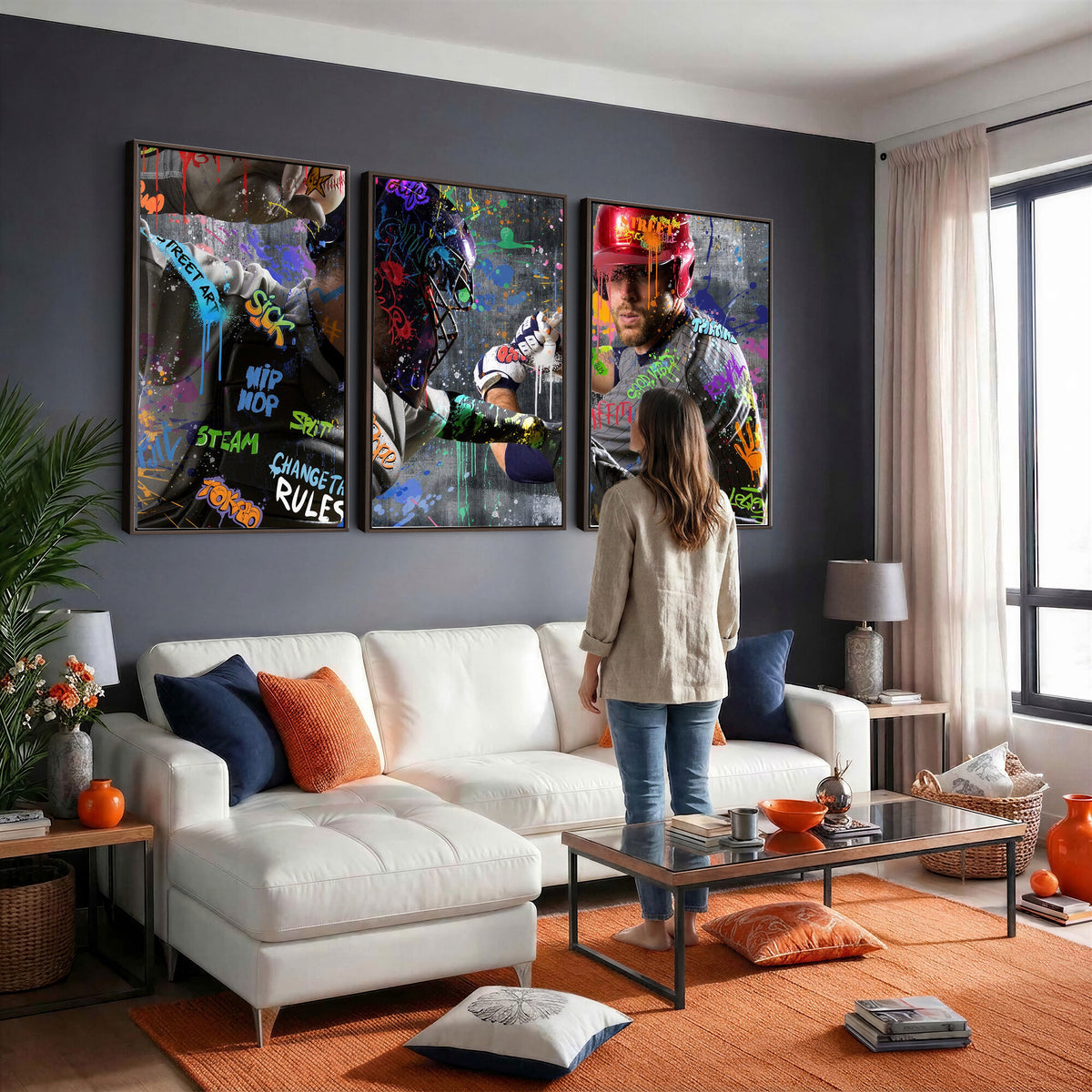 19634994-MGV-CV-36X24 - Graffiti Baseball Player Street Art Wall Art Canvas Print