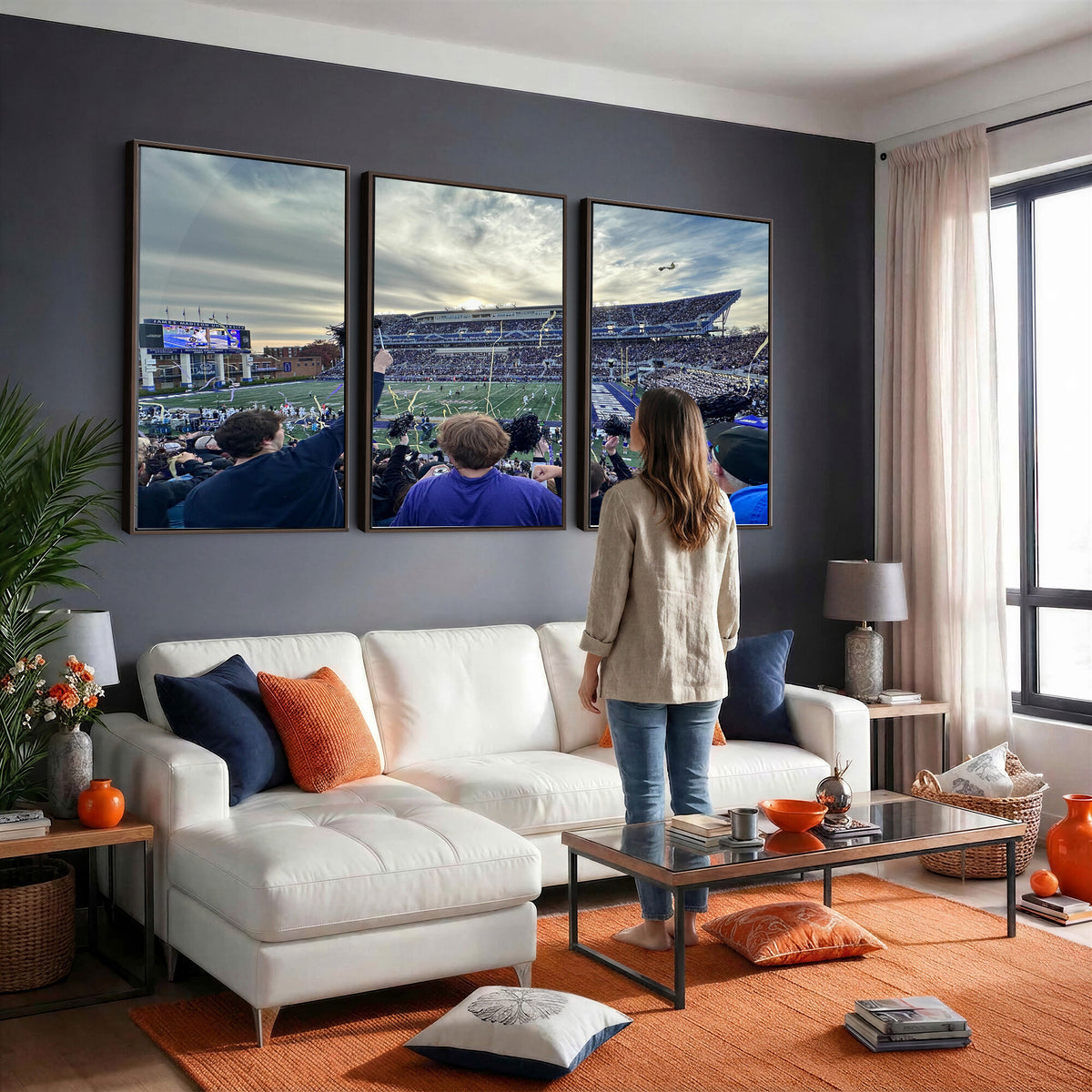 400867JMU-MGV-CV-36X24 - JMU Stadium Wall Art Canvas Print for Game Room Decor - James Madison University Stadium