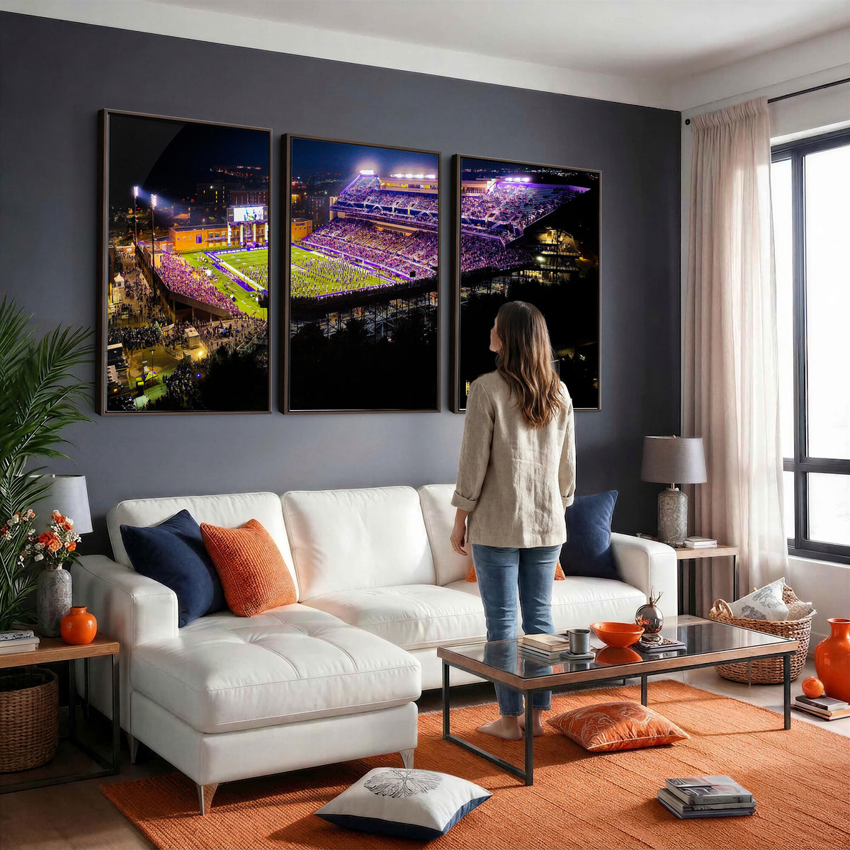 400867JMU2-MGV-CV-36X24 - JMU Stadium Wall Art Canvas Print for Game Room Decor - James Madison University Stadium