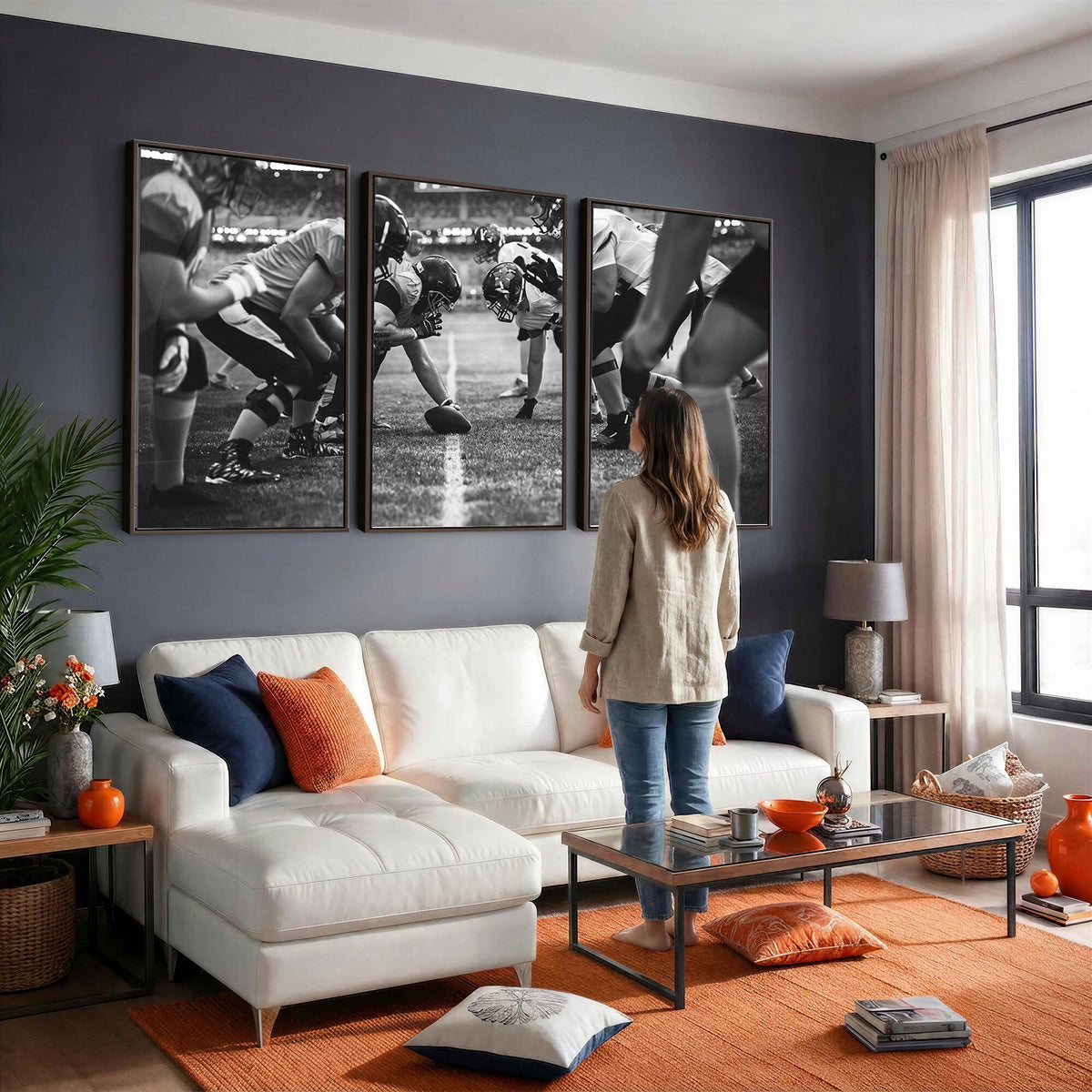13273-MGV-CV-36X24 - American Football Wall Art Canvas Print Framed Stadium Sport