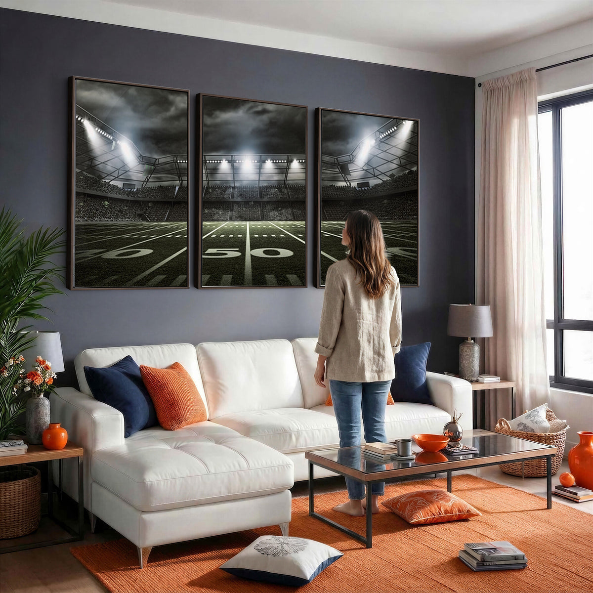 90107-MGV-CV-36X24 - American Football Stadium Wall Art Canvas Print, Stadium Sport Wall Art Print