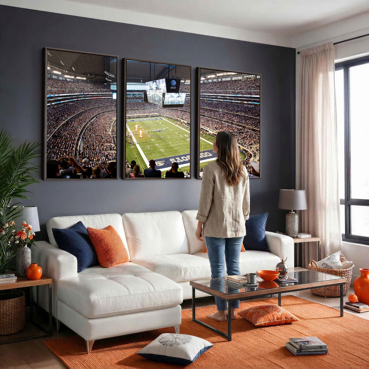 82096-MGV-CV-36X24 - Dallas Cowboys Football Team Print - Arlington AT&T Stadium Wall Art Canvas Print