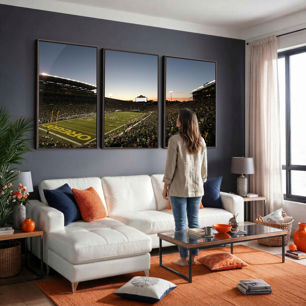 21429-MGV-CV-36X24 - Oregon Ducks Football Team Print - Eugene Autzen Stadium Wall Art Canvas Print