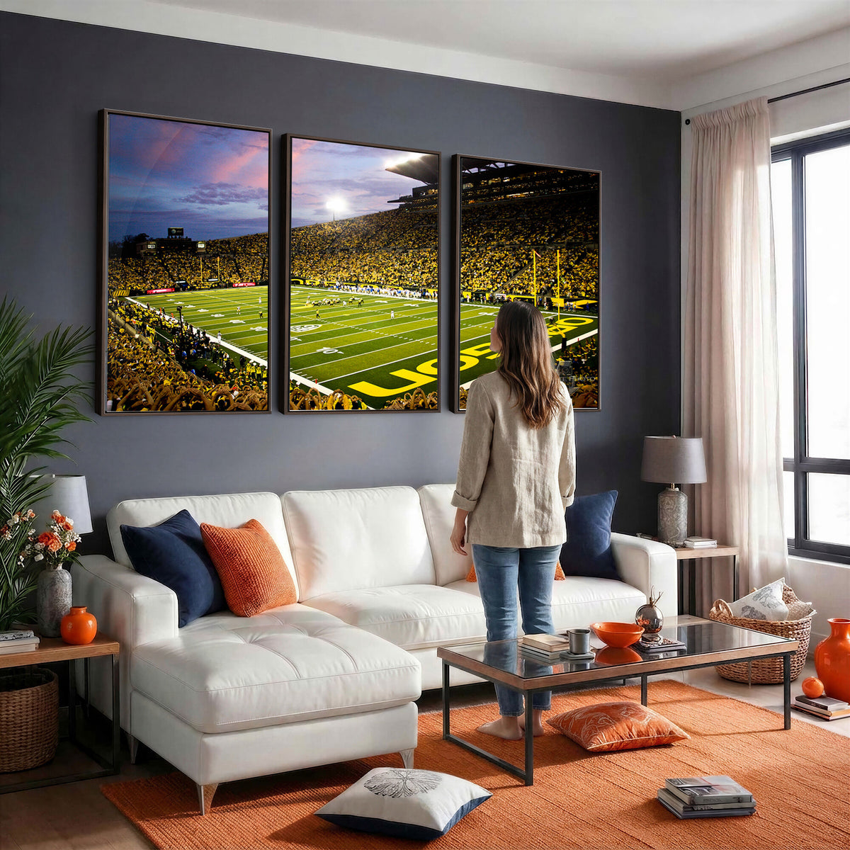 72017-MGV-CV-36X24 - University of Oregon Ducks Football Team Print, Eugene, Framed and Ready to Hang