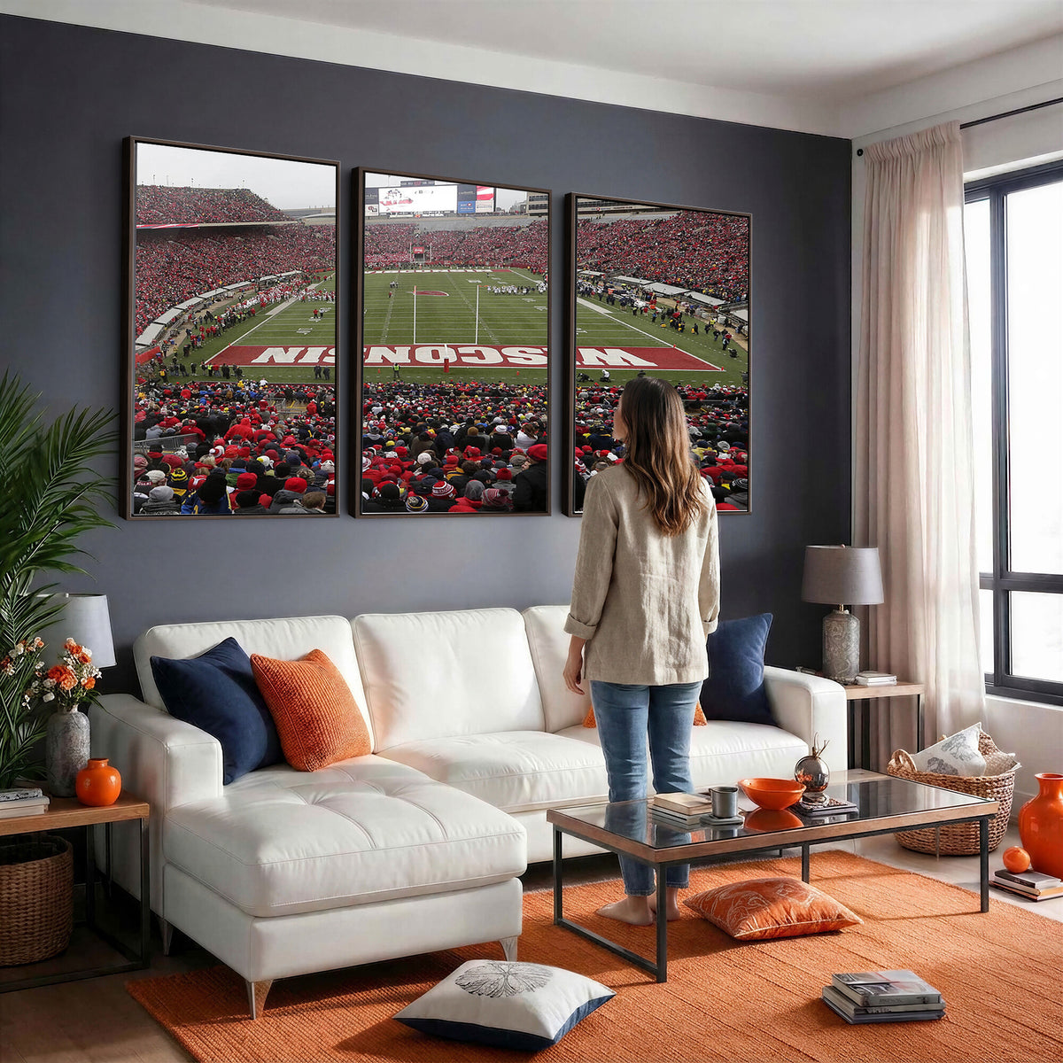 23461-MGV-CV-36X24 - Wisconsin Badgers Team Print Canvas, Madison Camp Randall Stadium Wall Art