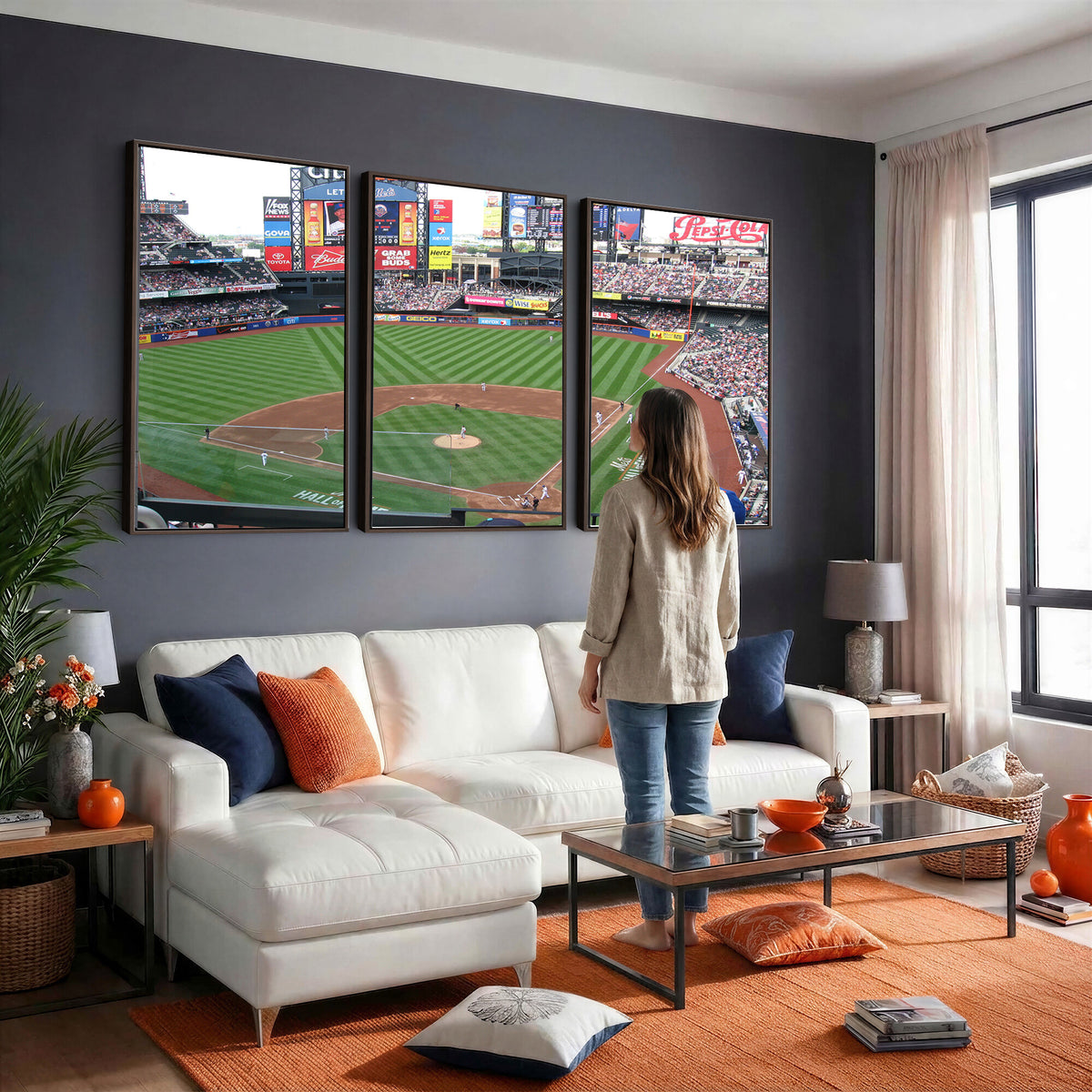 64829-MGV-CV-36X24 - New York Mets Baseball Team Print, Citi Field Baseball Stadium Wall Art