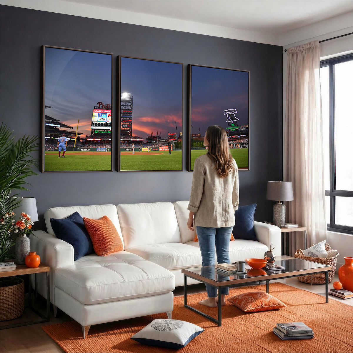 22594-MGV-CV-36X24 - Philadelphia Phillies Baseball Print - Philadelphia Citizens Bank Park Stadium Wall Art, Phillies