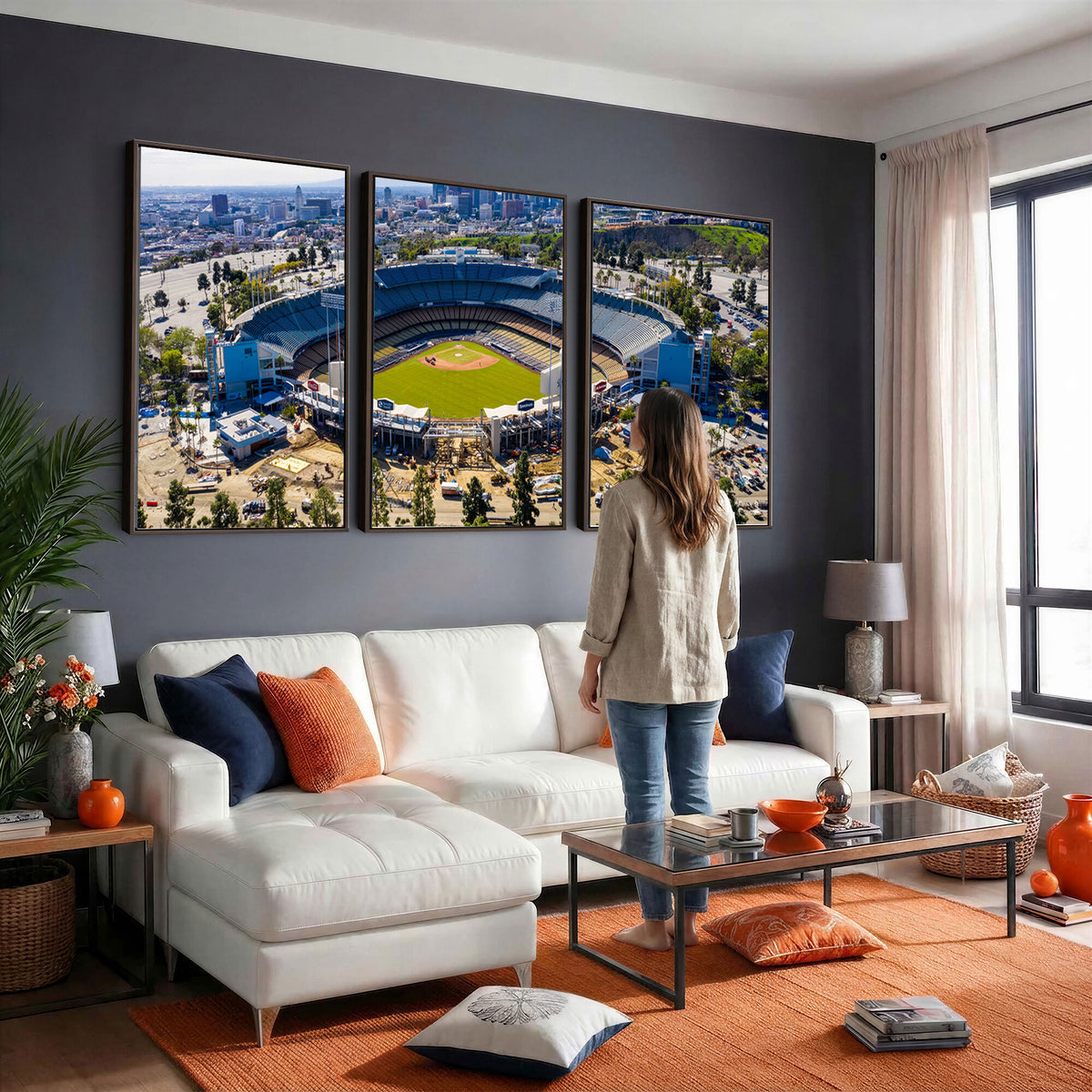 58596-MGV-CV-36X24 - Los Angeles Dodgers Dodger Stadium Wall Art Canvas Print, Extra Large Game Room Wall Decor