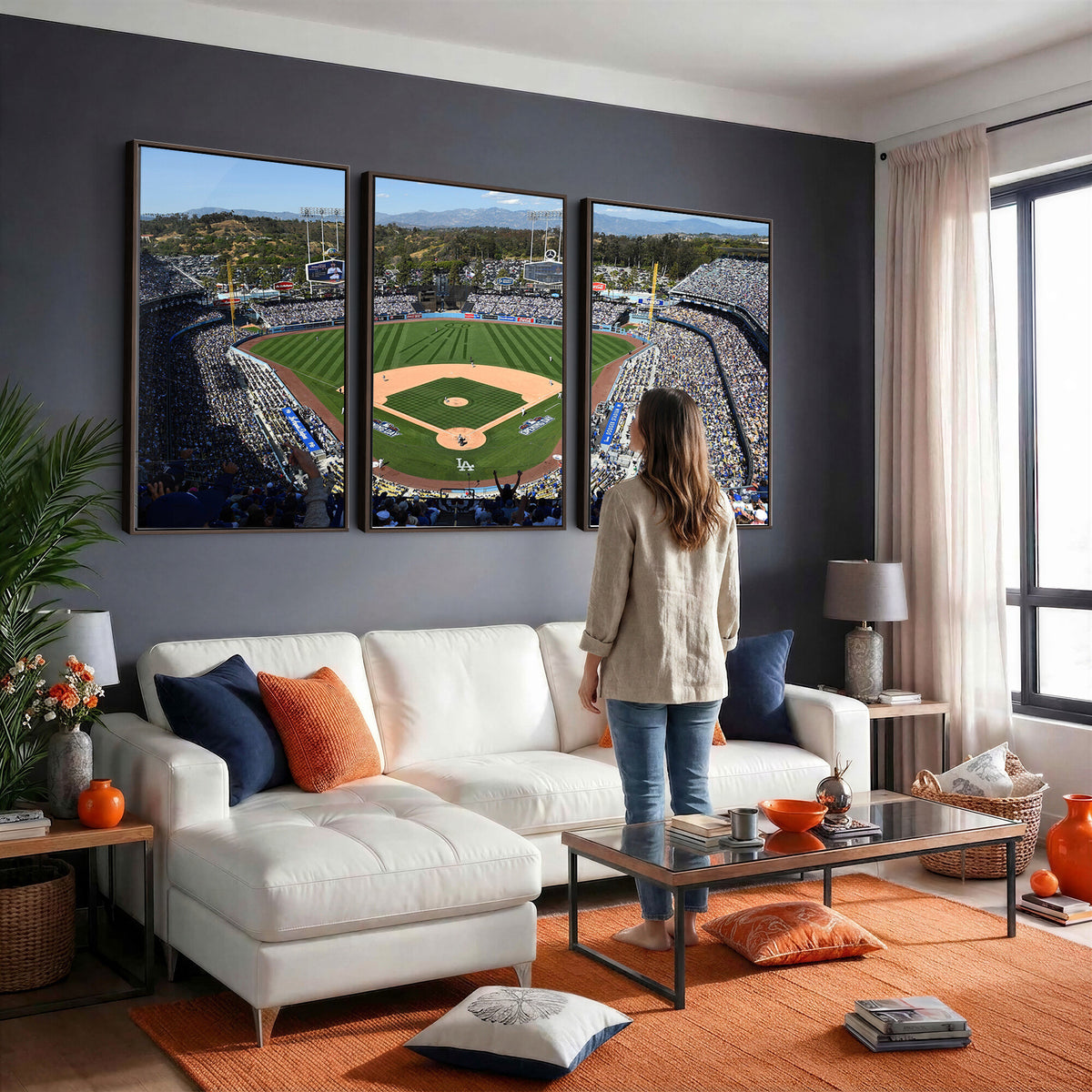 20436-MGV-CV-36X24 - Los Angeles Dodgers Dodger Stadium Wall Art Canvas Print, Framed and Ready to Hang