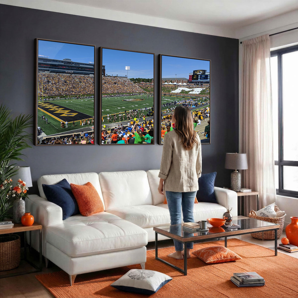38399-MGV-CV-36X24 - University of Missouri Tigers Football Team Print, Columbia Faurot Field Memorial Stadium Wall Art