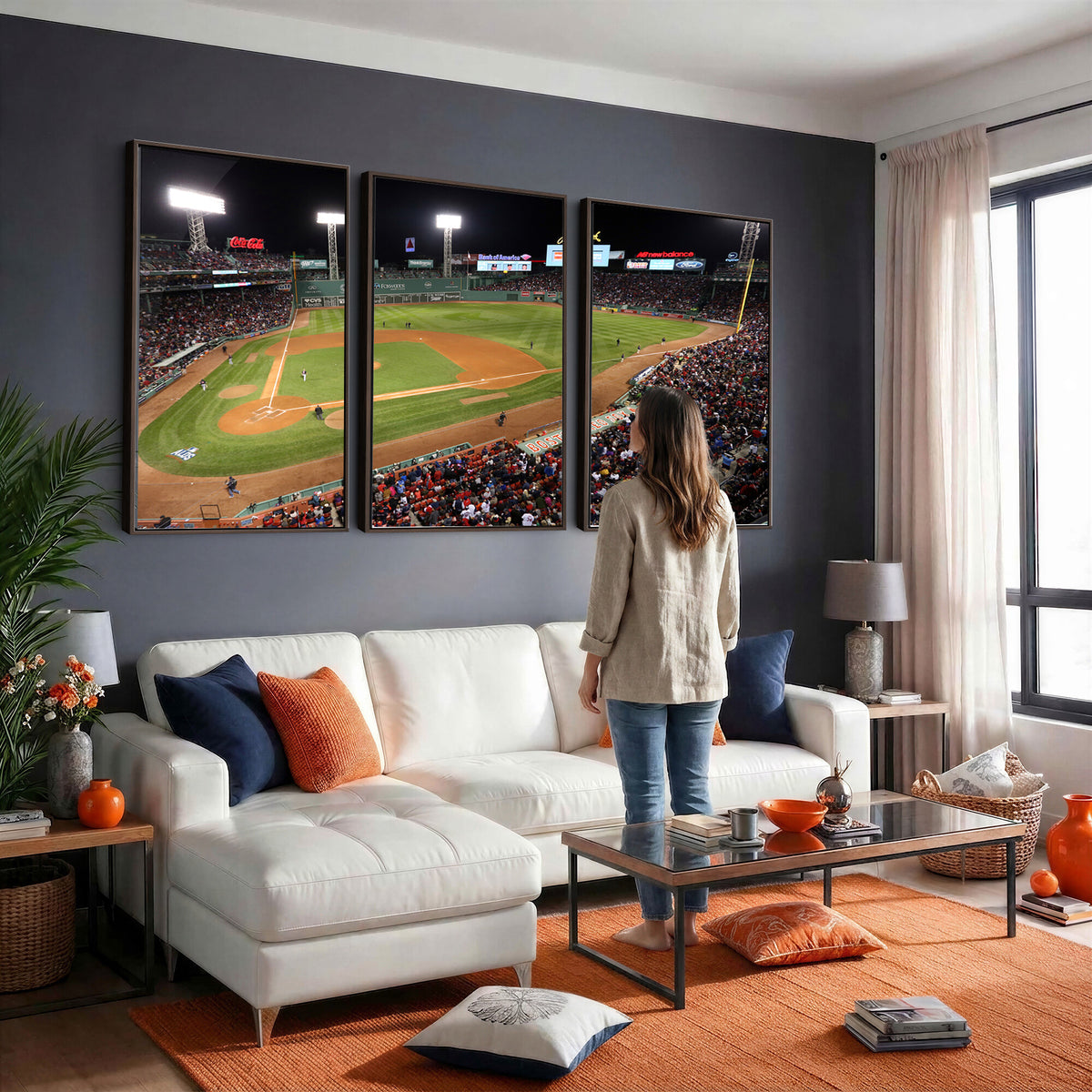 41158-MGV-CV-36X24 - Boston Red Sox Baseball Team Print, Massachusetts Fenway Park Stadium Wall Art