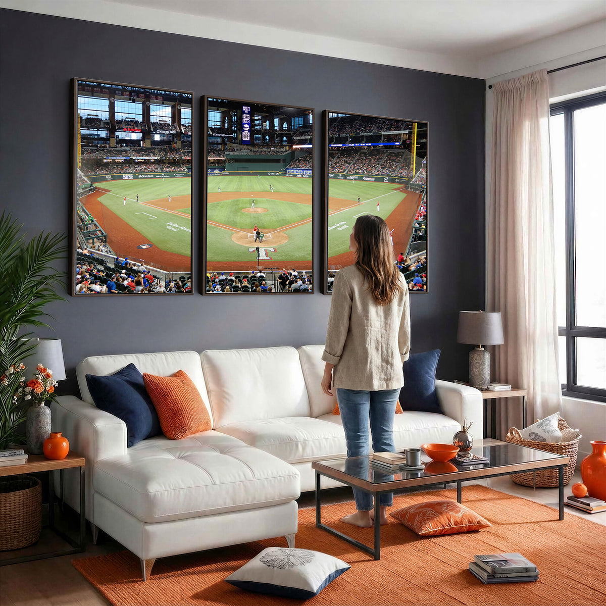 78468-MGV-CV-36X24 - Texas Rangers Baseball Team Print, Arlington Globe Life Field Stadium Wall Art