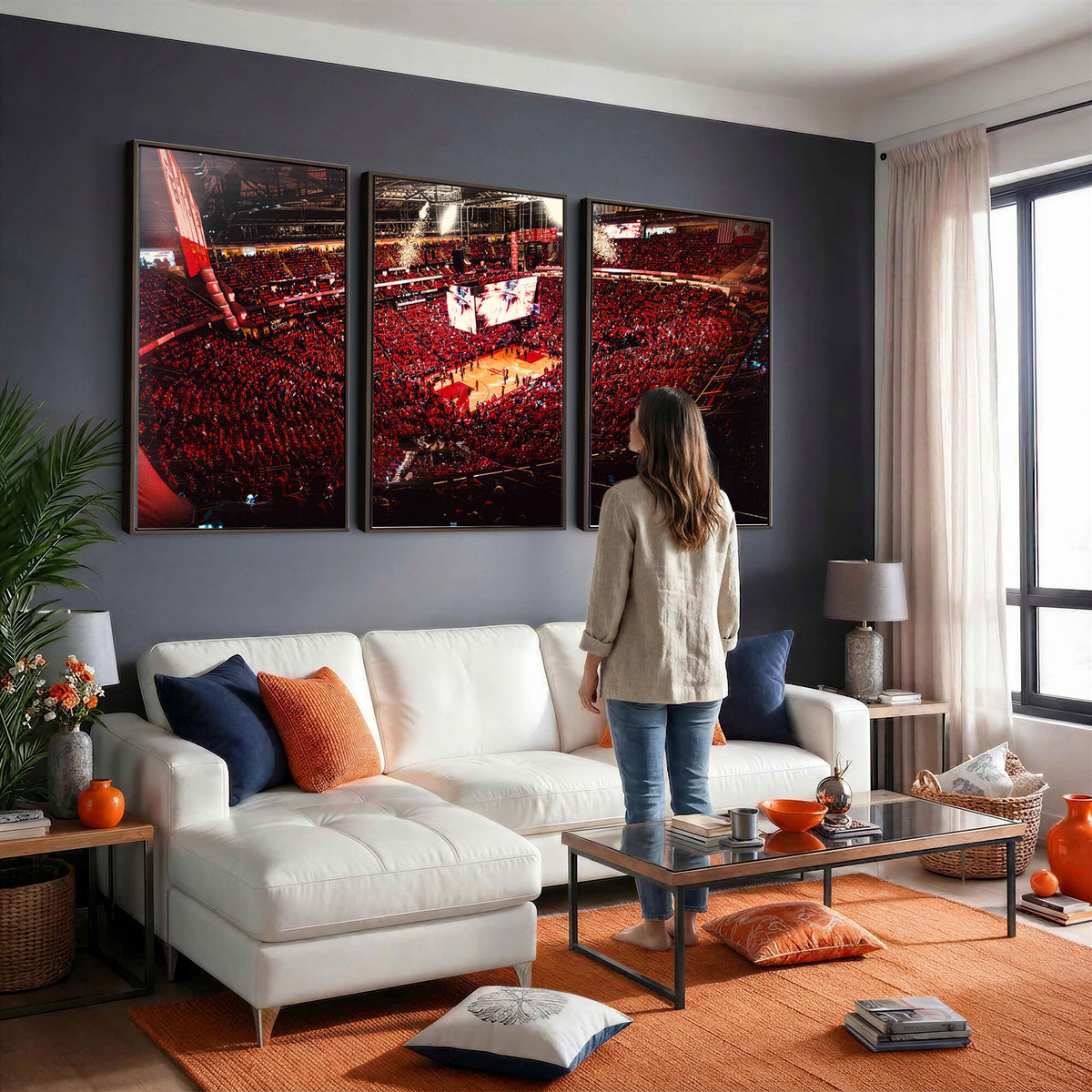 91527-MGV-CV-36X24 - Houston Rockets Basketball Team Print Canvas, Houston Toyota Center Arena Wall Art