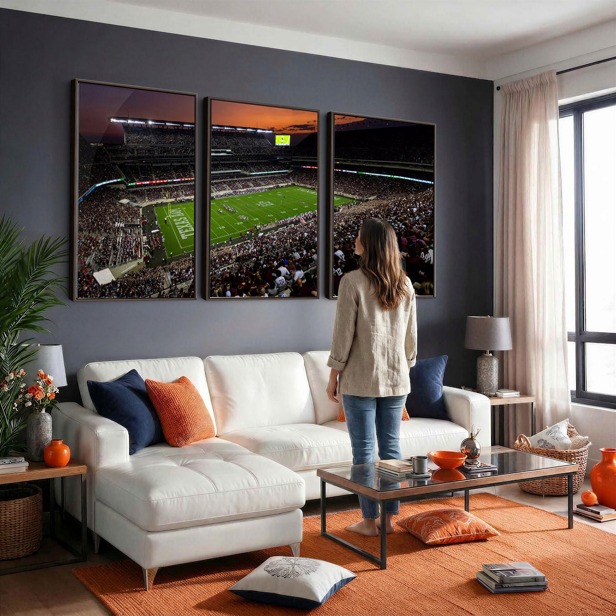 45603-MGV-CV-36X24 - Texas A&M Aggies Football Team Print, College Station Kyle Field Stadium Canvas Wall Art